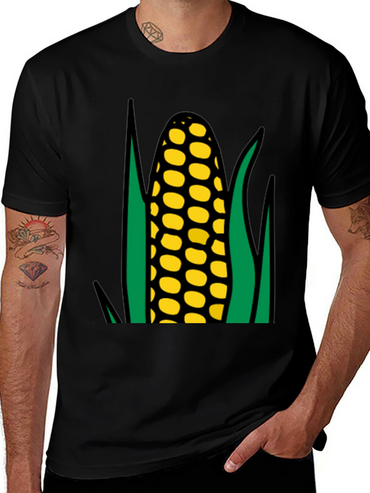 Corn on the Cob Graphic Tee - Black Cotton T-Shirt