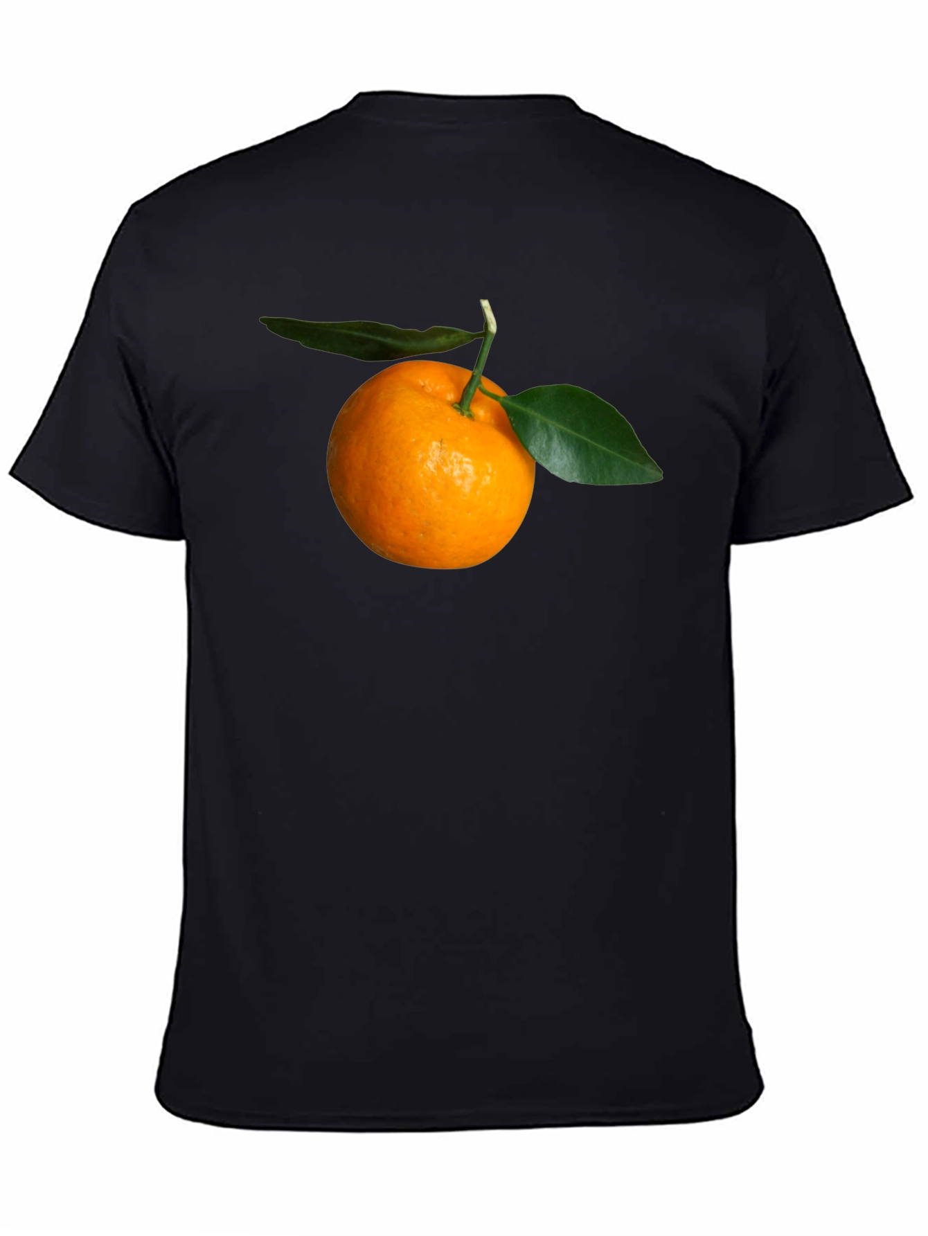 Orange Fruit Graphic Black T-Shirt