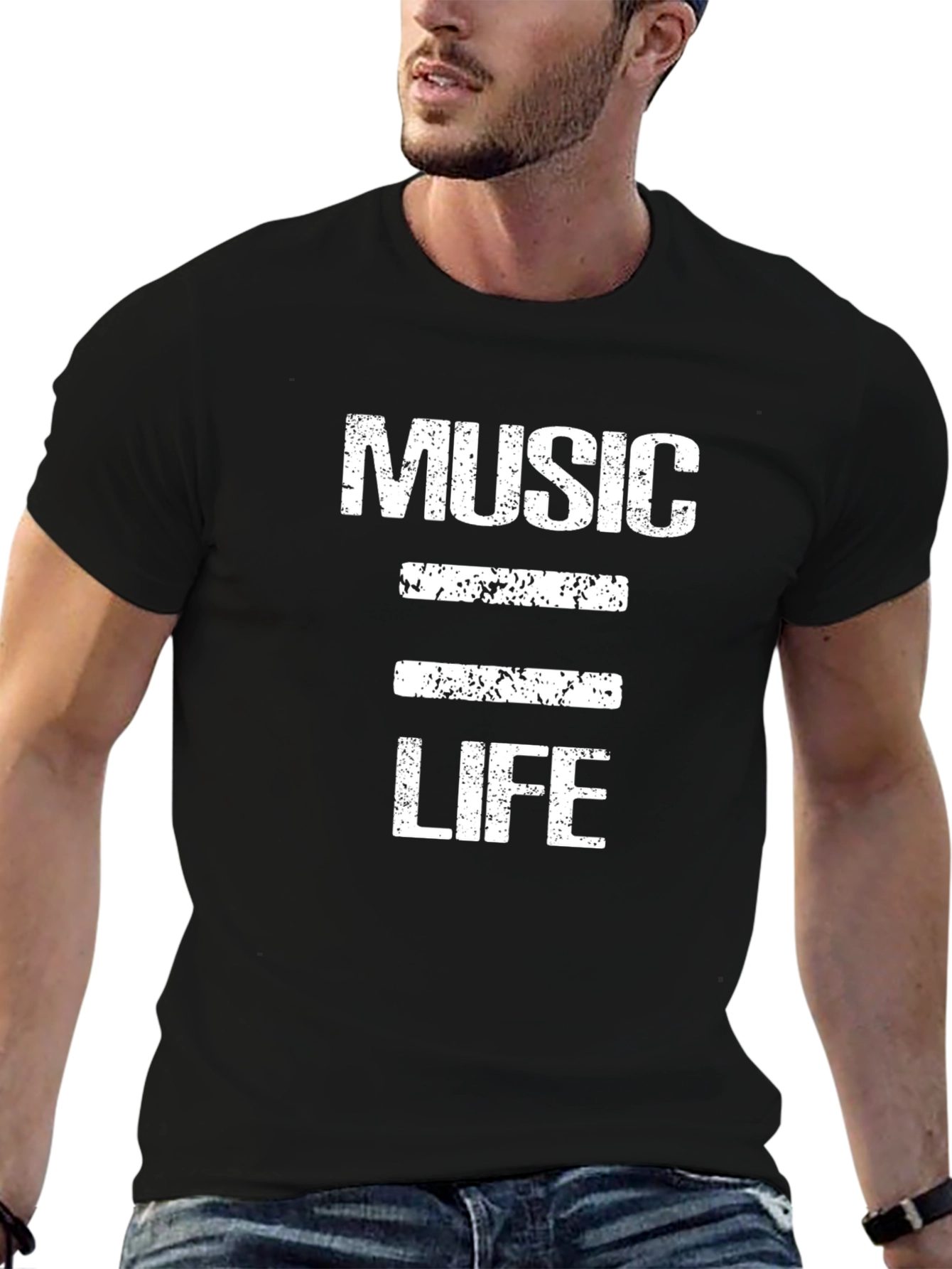 Music is Life Graphic Tee - Black