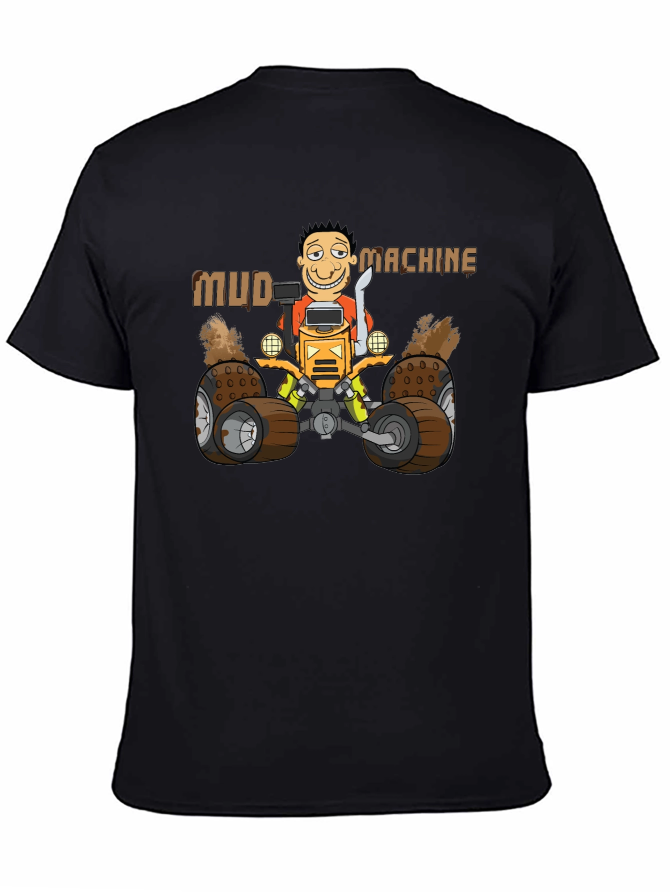 Mud Machine Cartoon Graphic Black T-Shirt