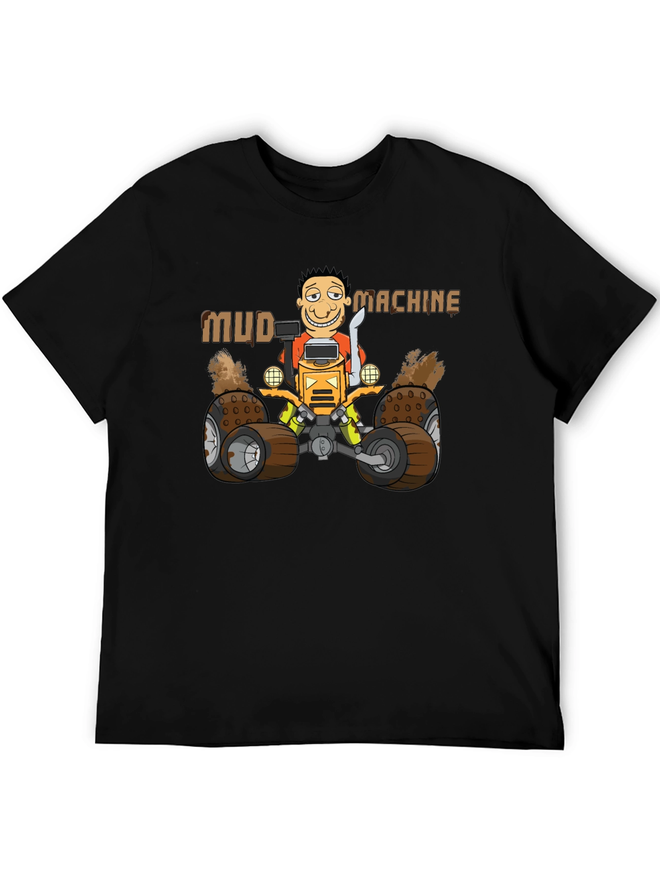 Mud Machine Cartoon Graphic Black T-Shirt