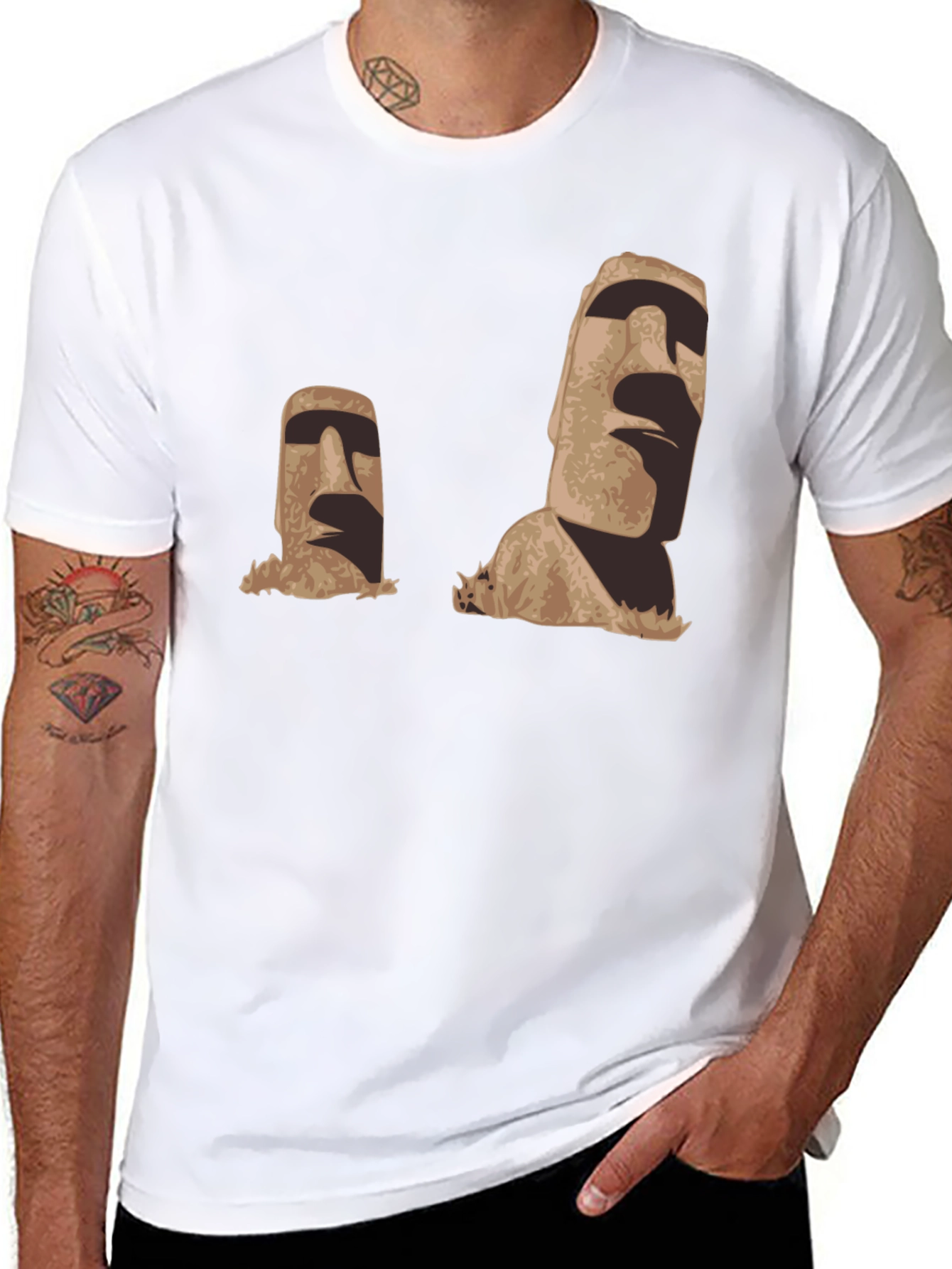 Moai Head Graphic Black T-Shirt