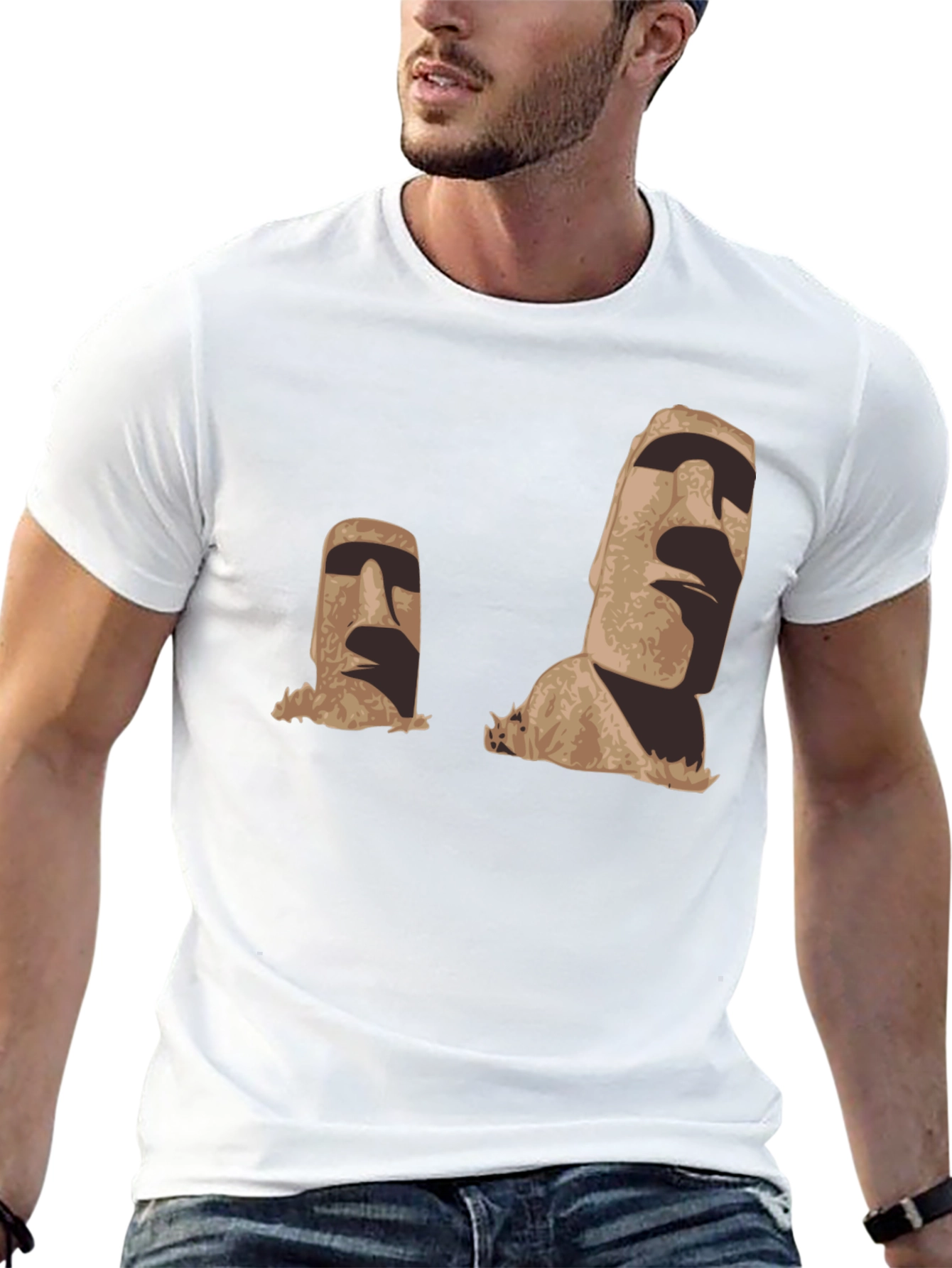 Moai Head Graphic Black T-Shirt