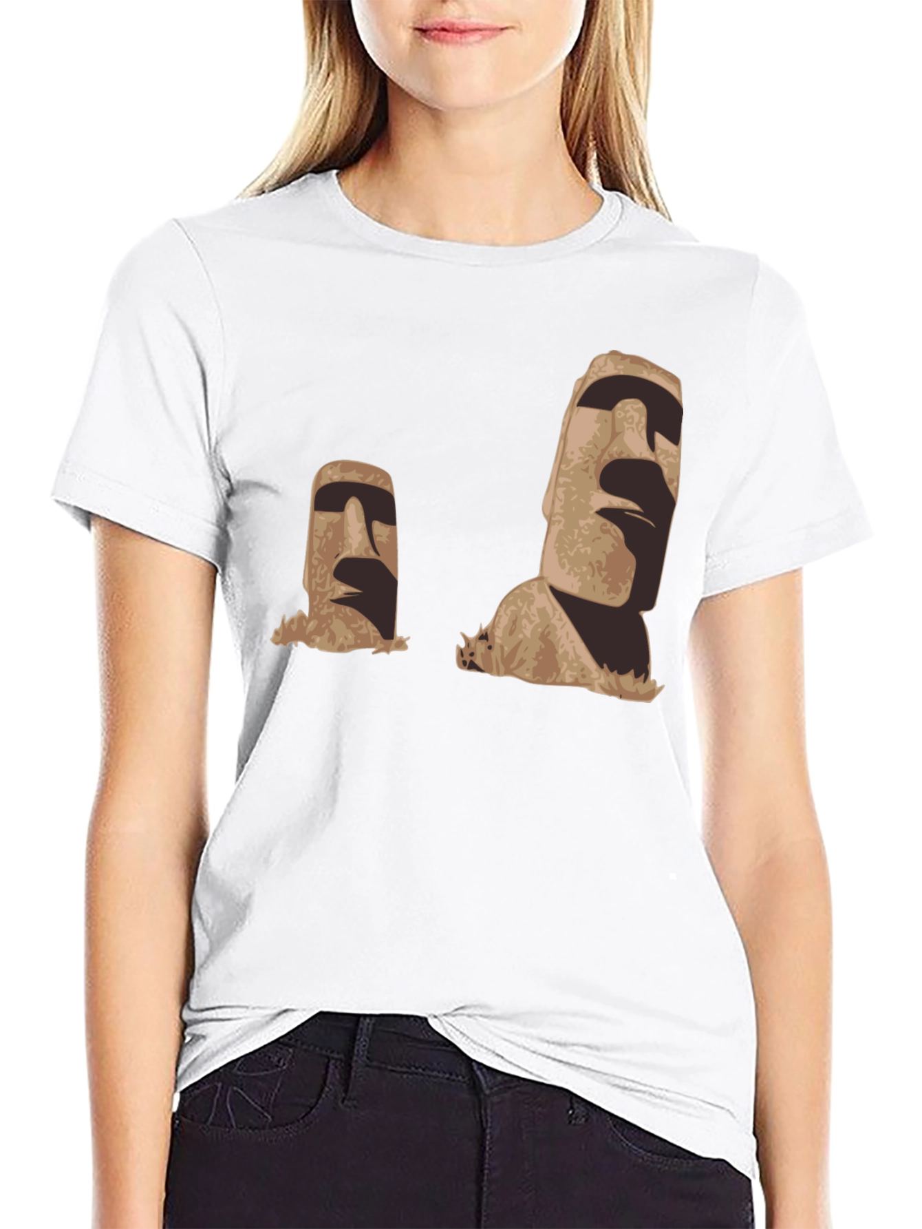 Moai Head Graphic Black T-Shirt