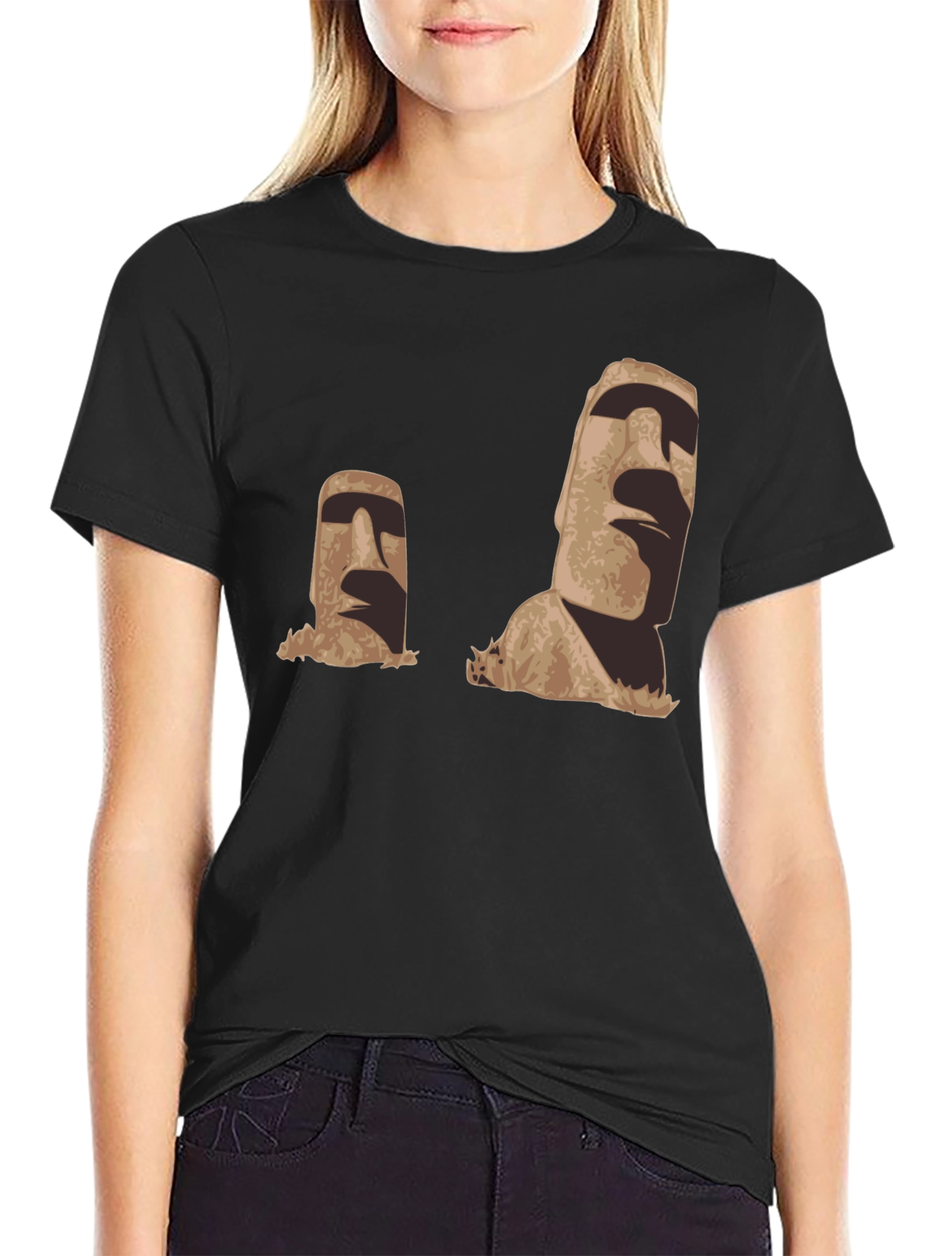 Moai Head Graphic Black T-Shirt