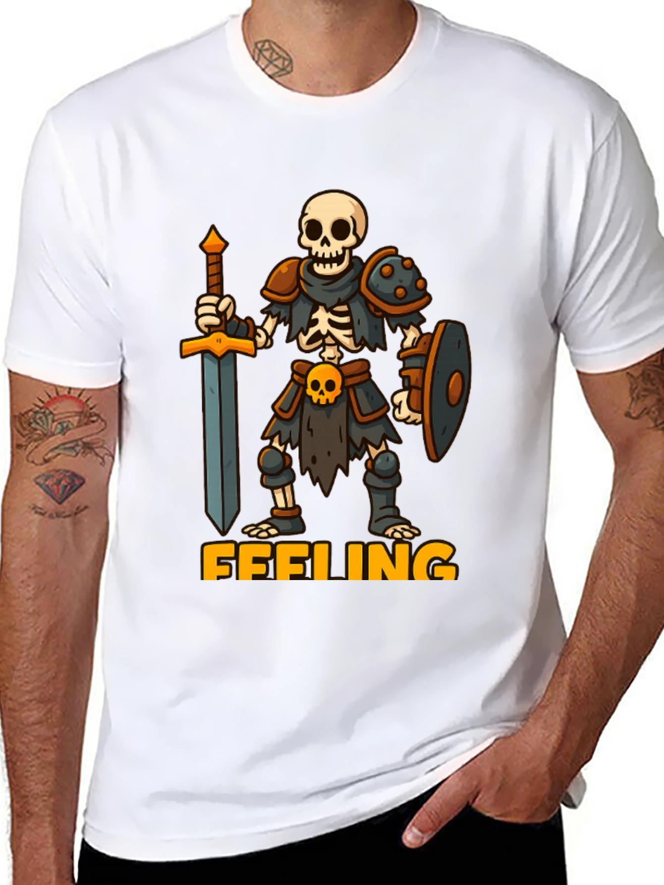 Skeleton Warrior Black T-Shirt - FFFEELING