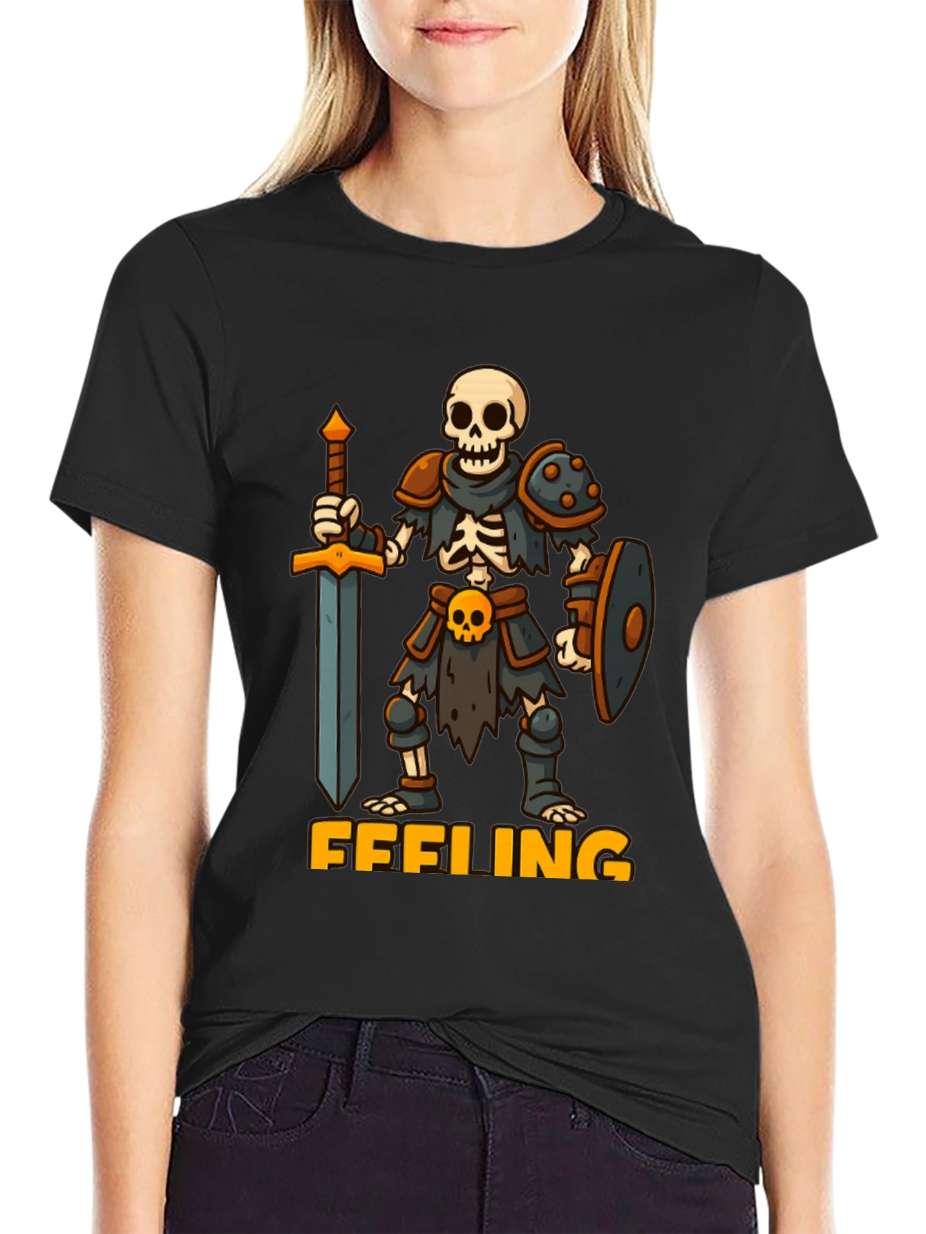 Skeleton Warrior Black T-Shirt - FFFEELING