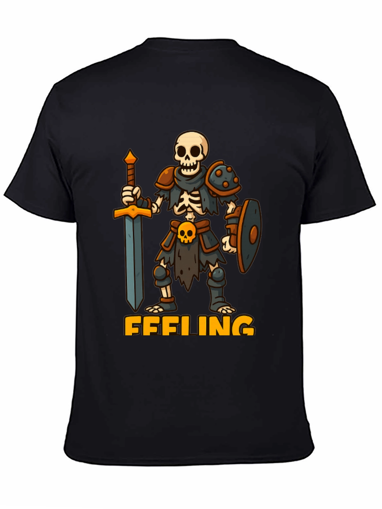 Skeleton Warrior Black T-Shirt - FFFEELING