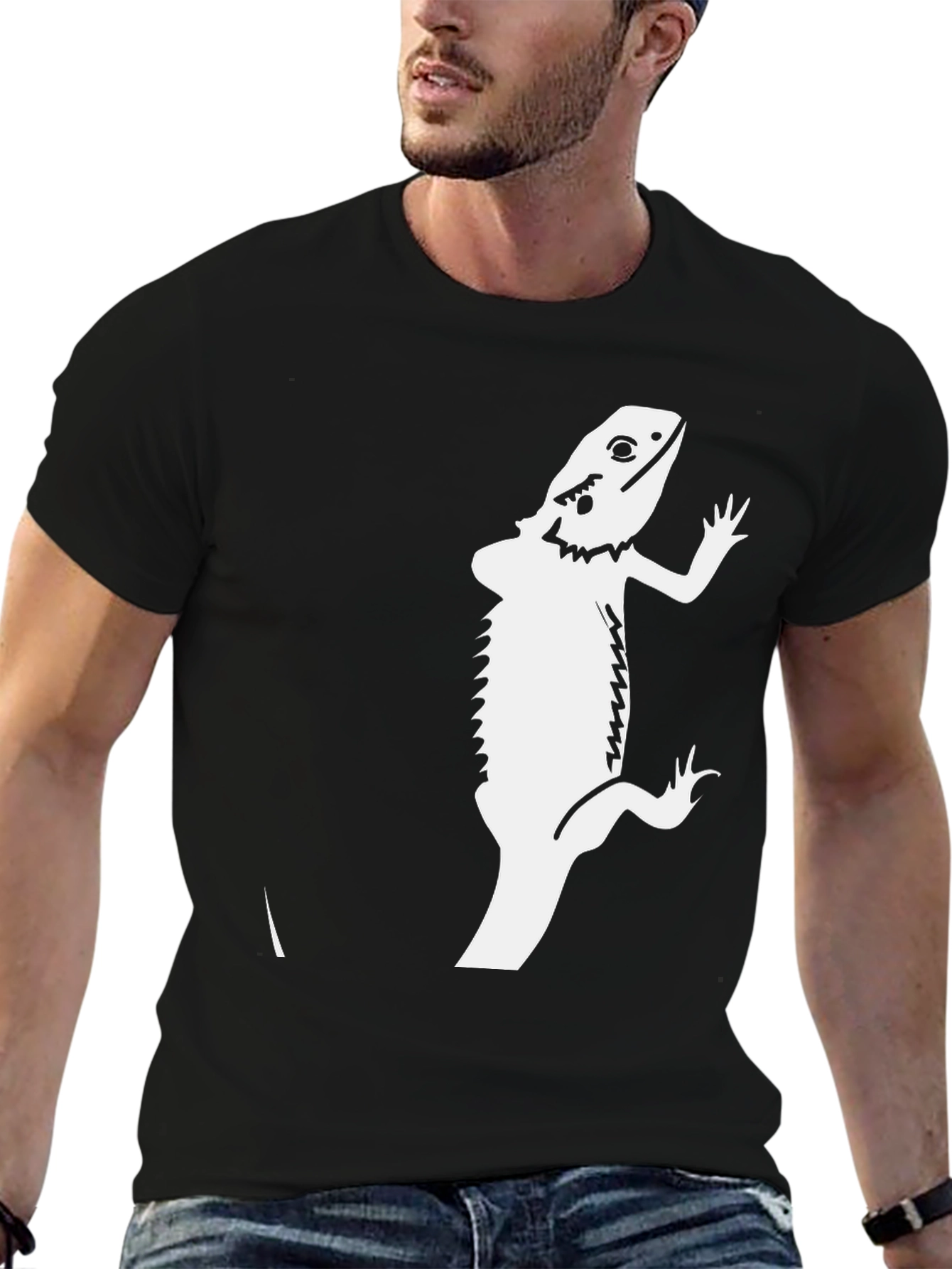 Bearded Dragon Graphic Tee - Black Cotton T-Shirt