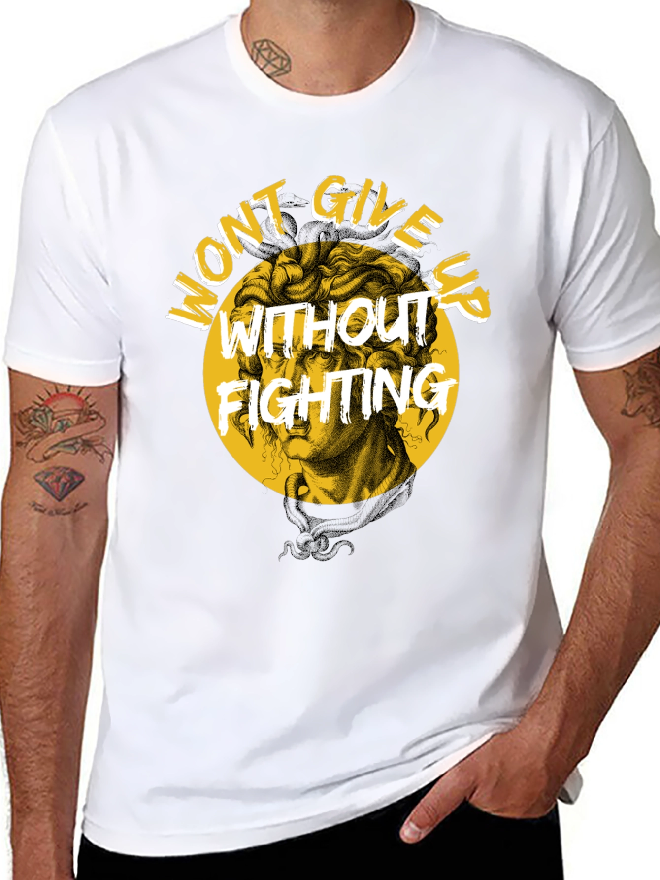 Wont Give Up Fighting Black Graphic Tee