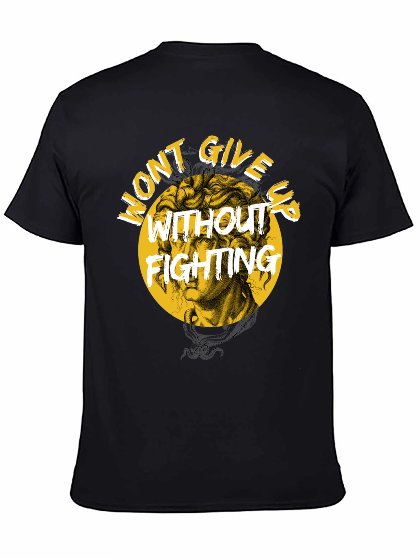 Wont Give Up Fighting Black Graphic Tee