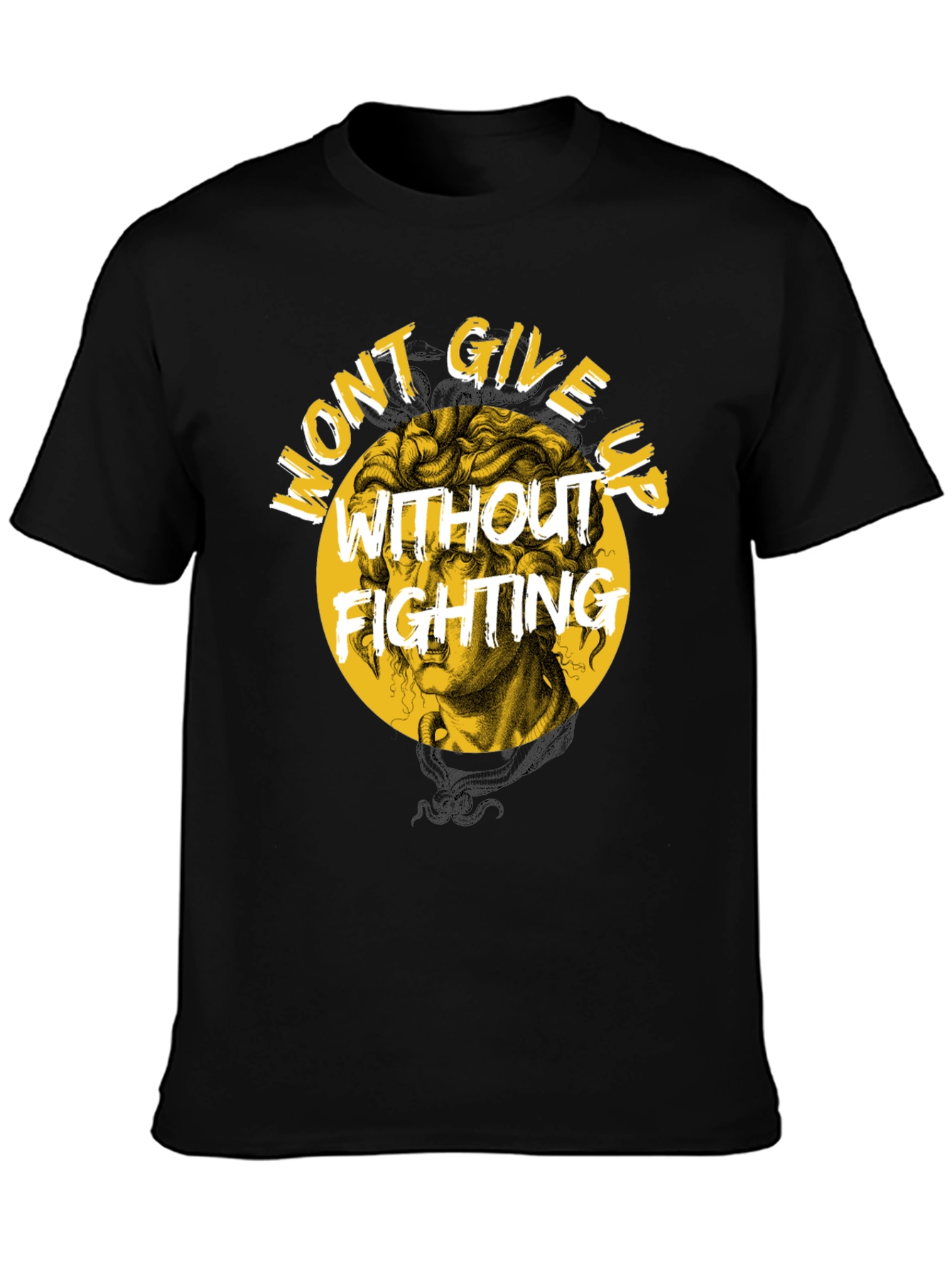 Wont Give Up Fighting Black Graphic Tee