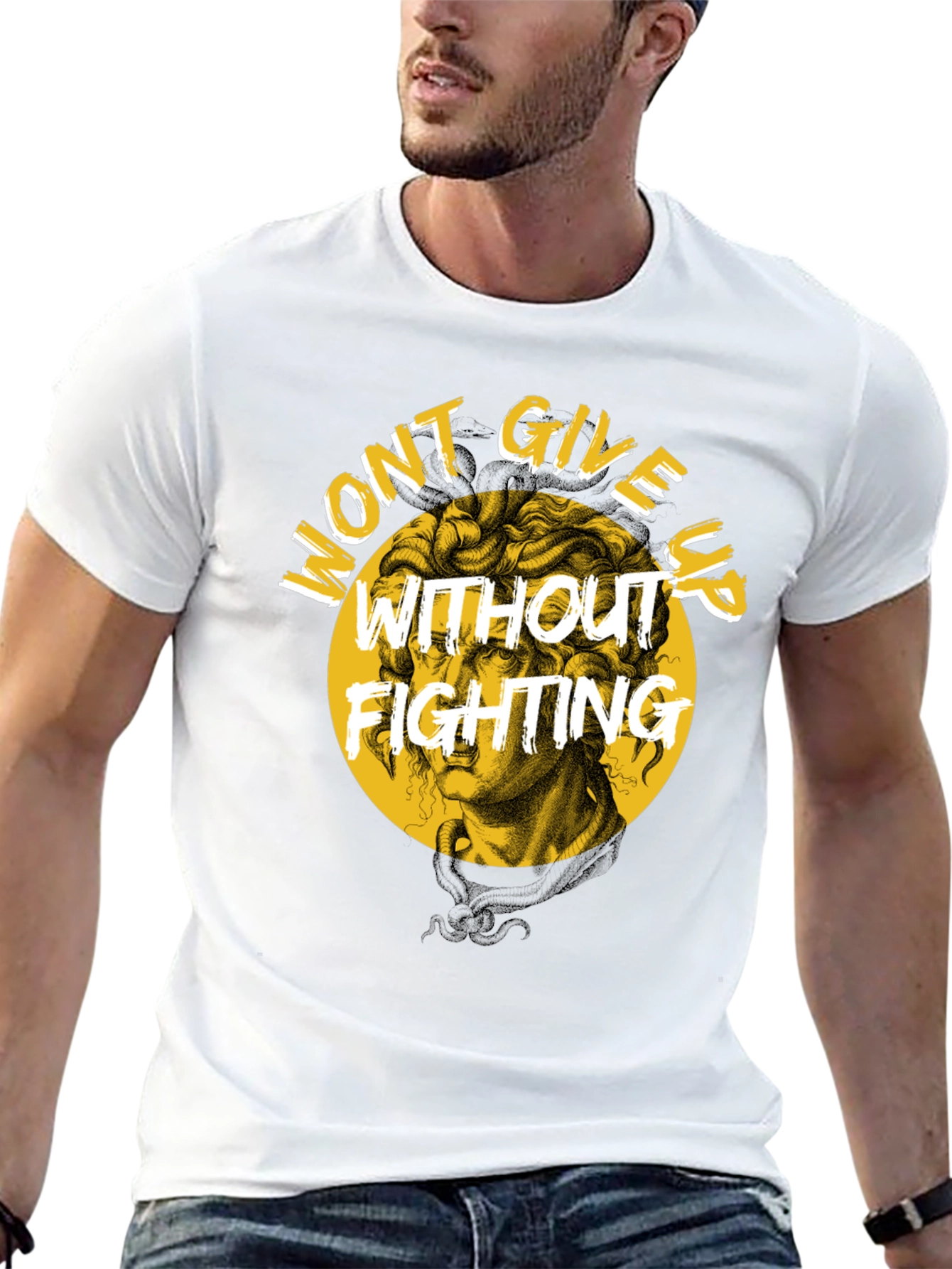 Wont Give Up Fighting Black Graphic Tee