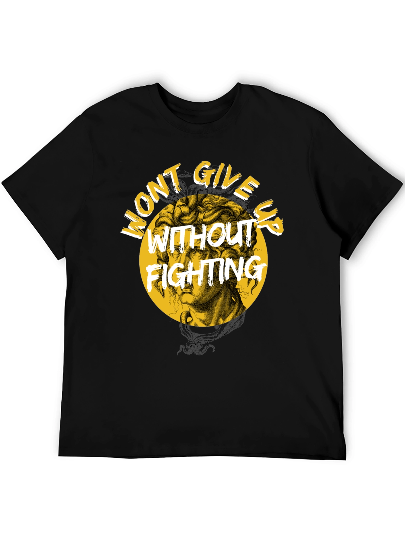 Wont Give Up Fighting Black Graphic Tee