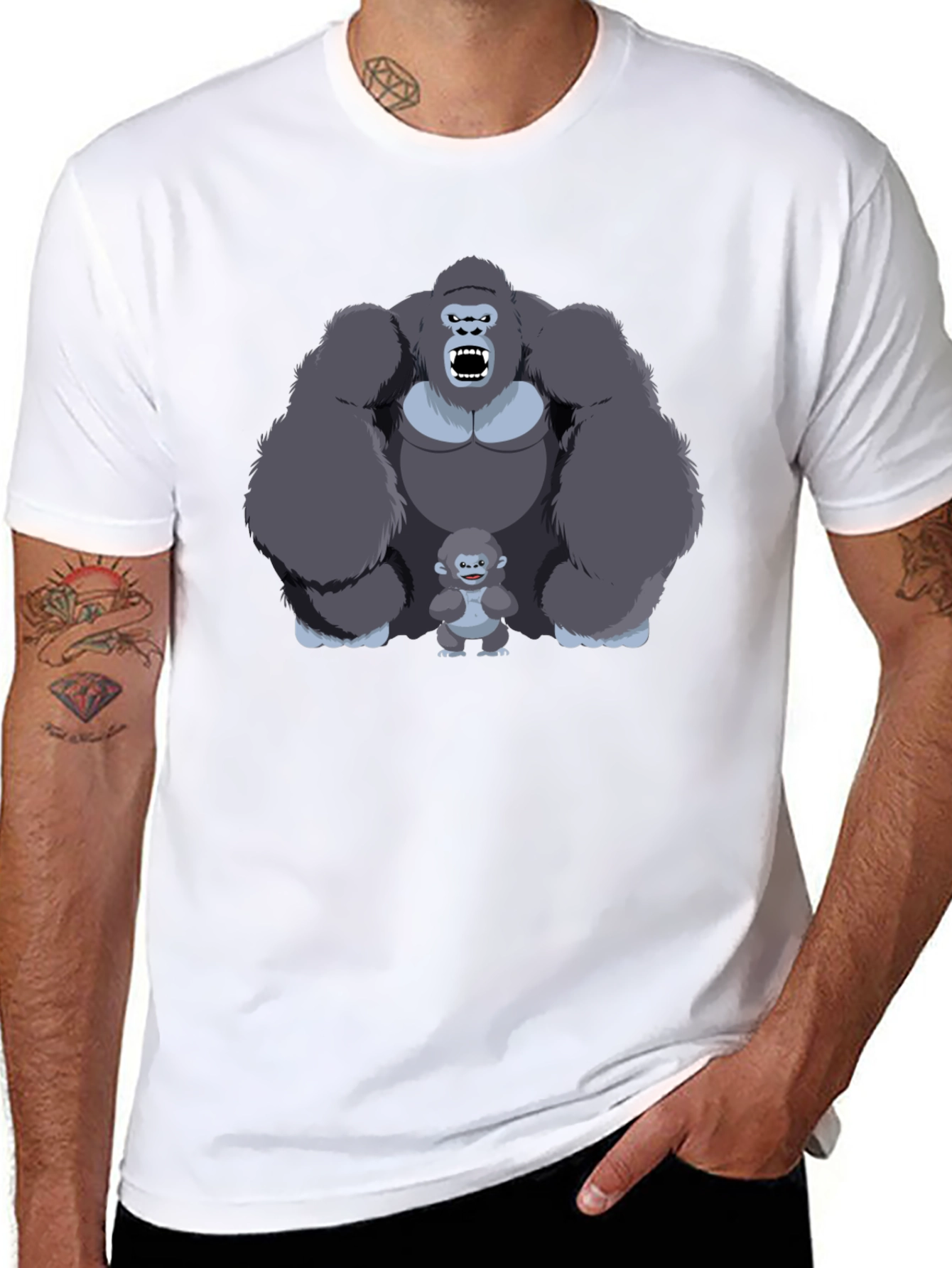 Gorilla Family Graphic Print T-Shirt