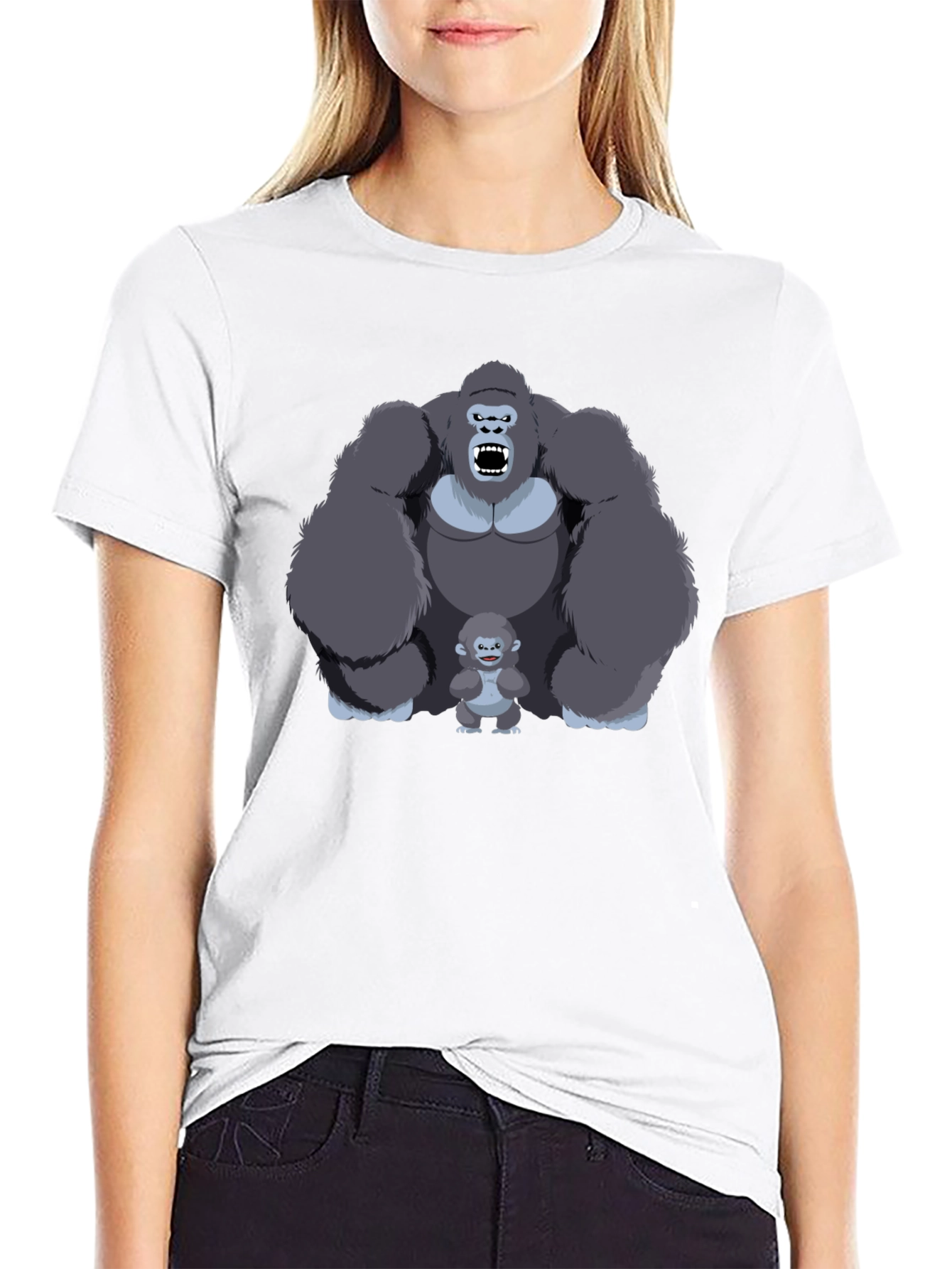 Gorilla Family Graphic Print T-Shirt