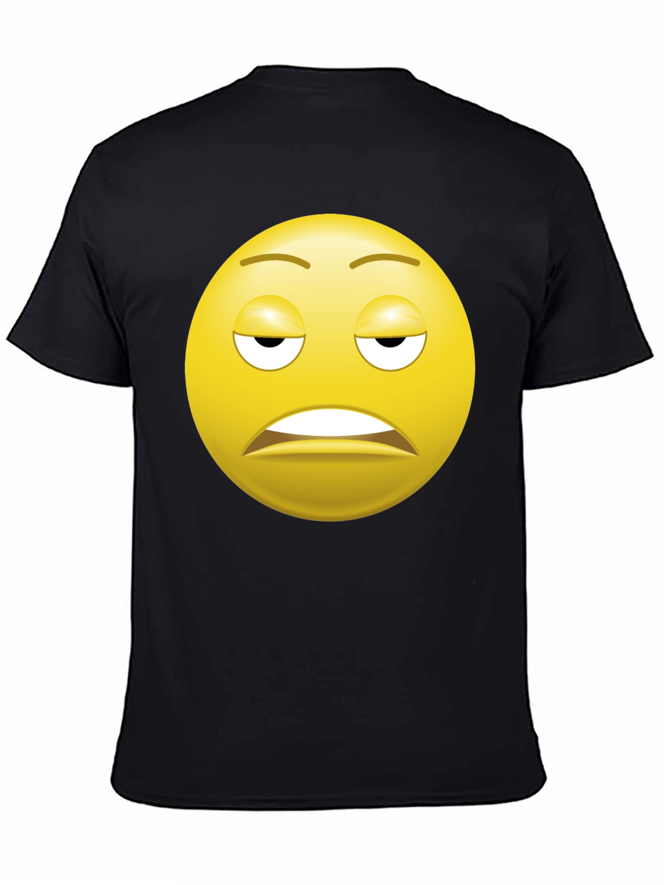 Bored Emoji Black T-Shirt - Express Yourself!