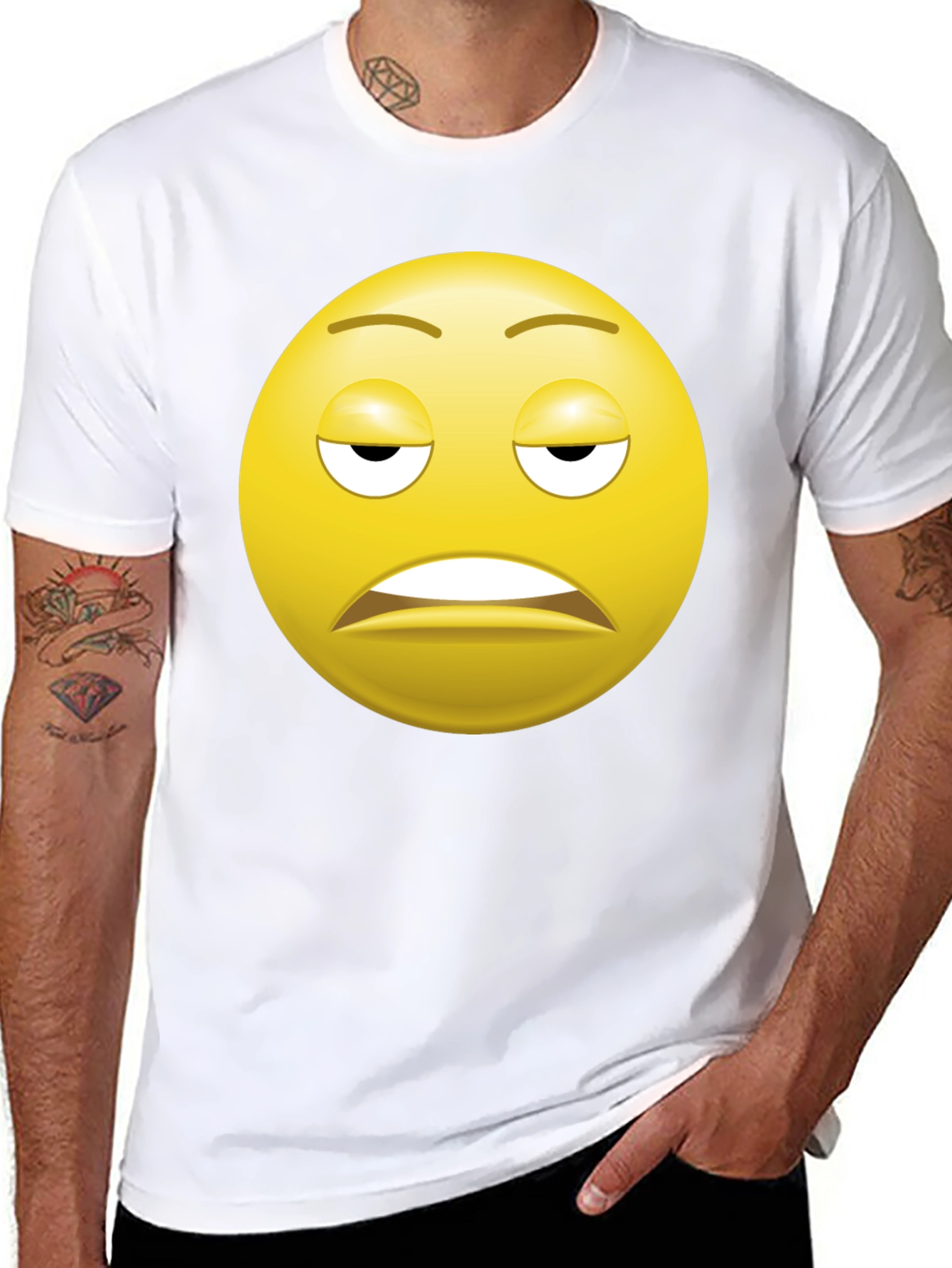 Bored Emoji Black T-Shirt - Express Yourself!