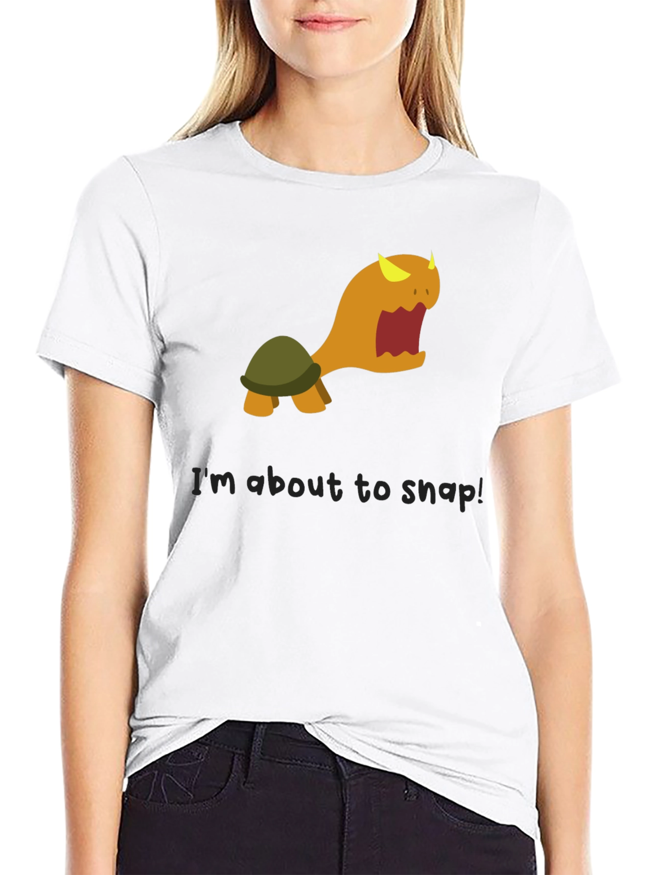 Snap Turtle Graphic Tee - Black Cotton T-Shirt