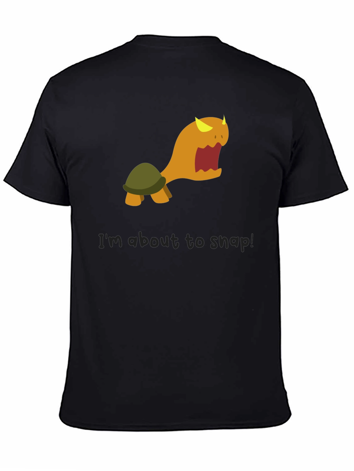 Snap Turtle Graphic Tee - Black Cotton T-Shirt