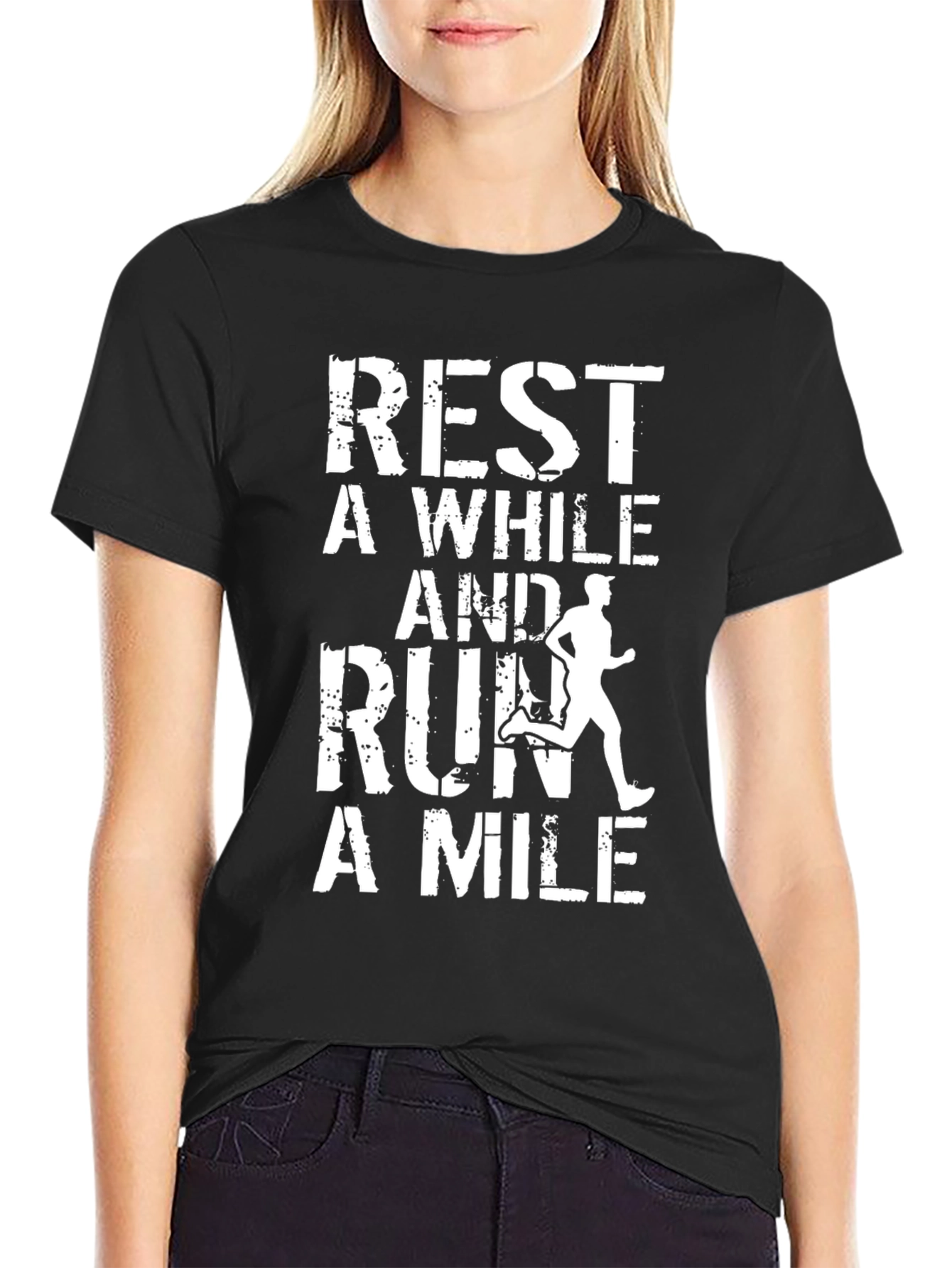 Rest A While Run A Mile Black T-Shirt