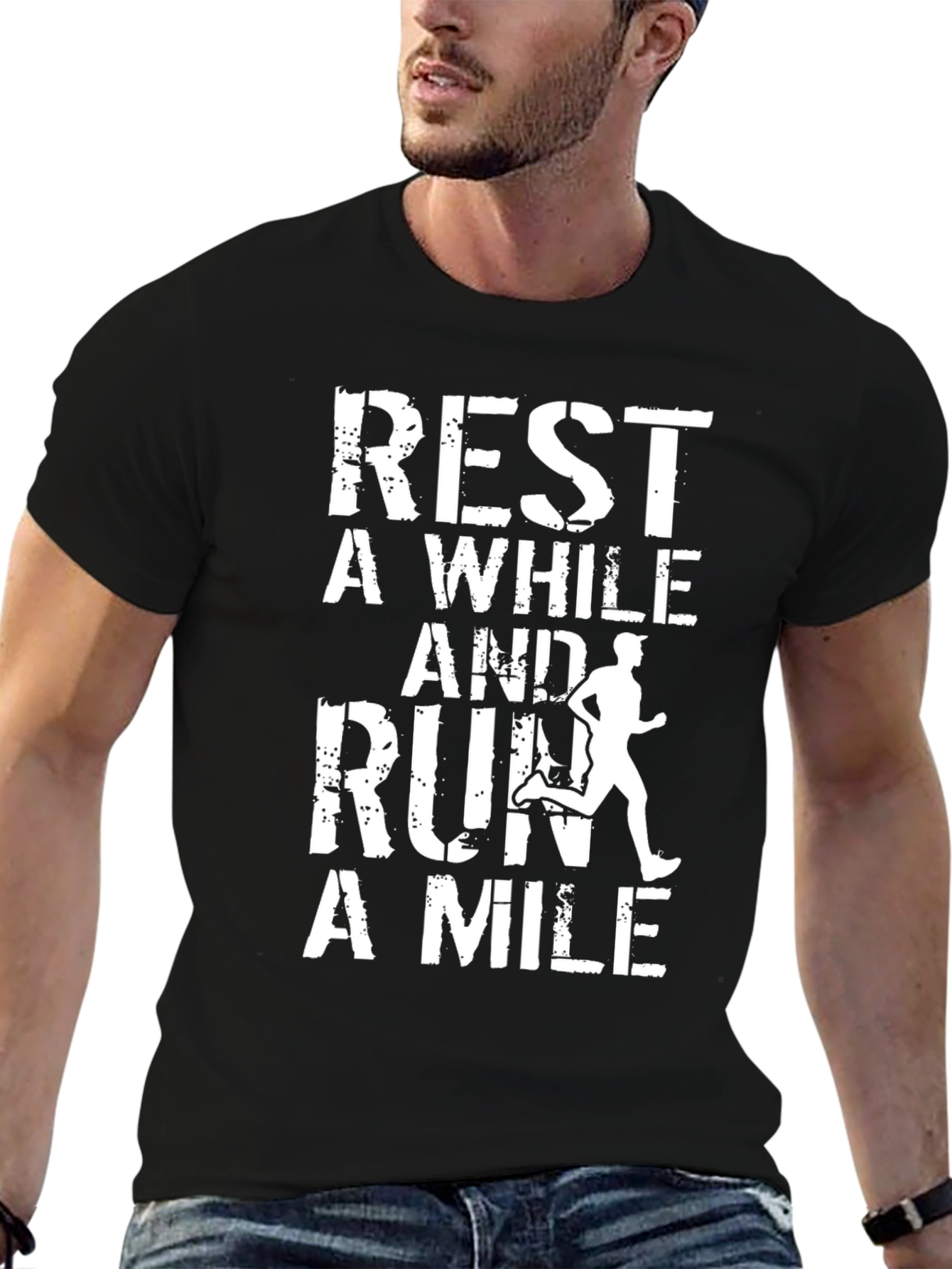 Rest A While Run A Mile Black T-Shirt