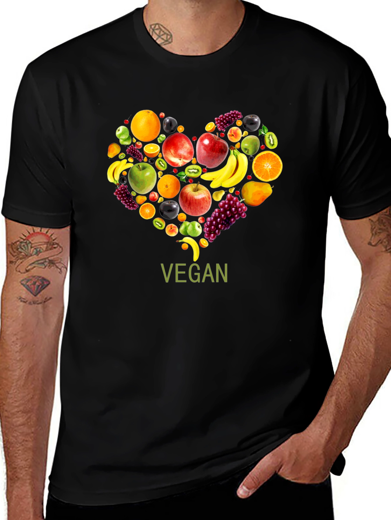 Vegan Fruit Heart Graphic T-Shirt