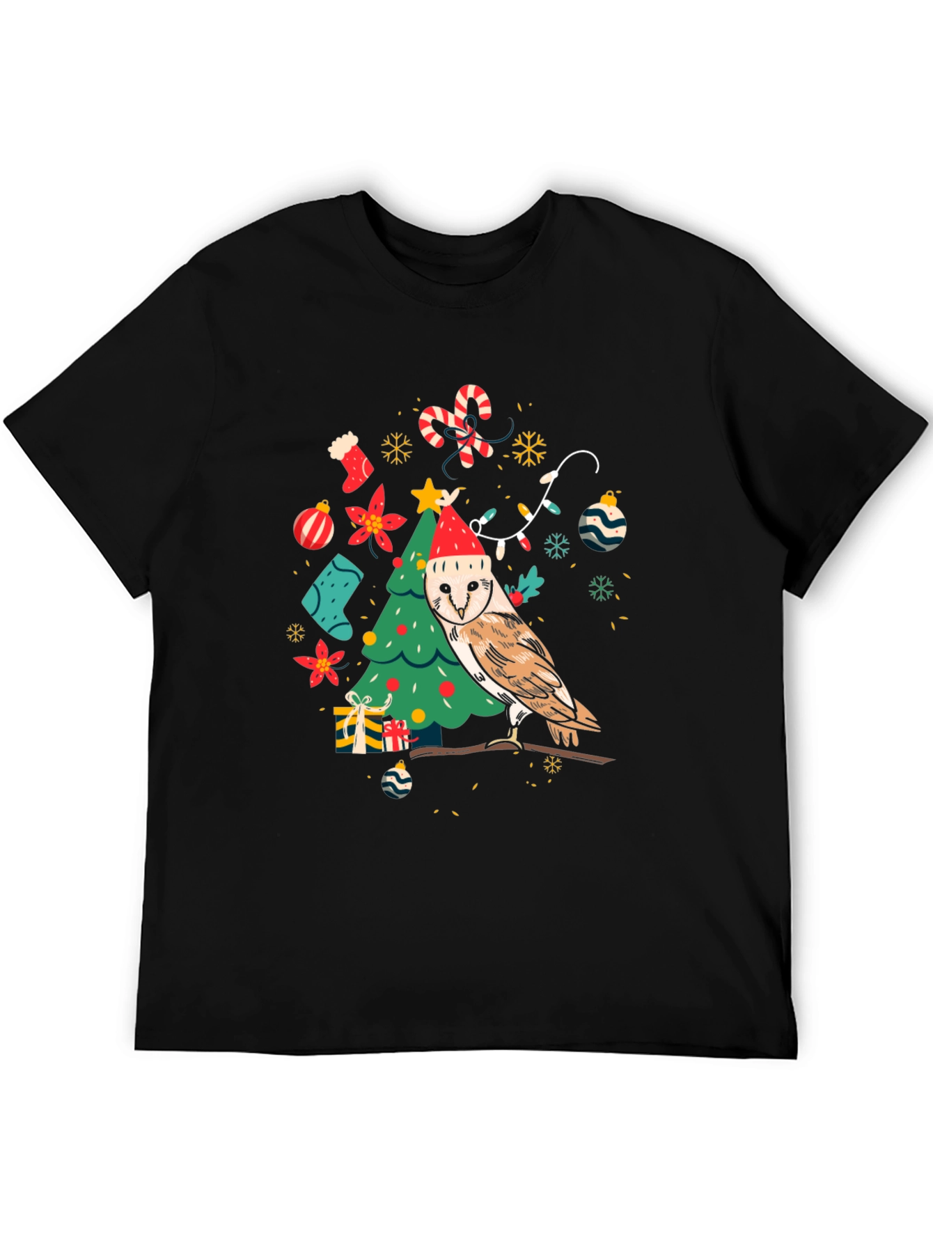 Festive Owl Christmas Tree Graphic Tee