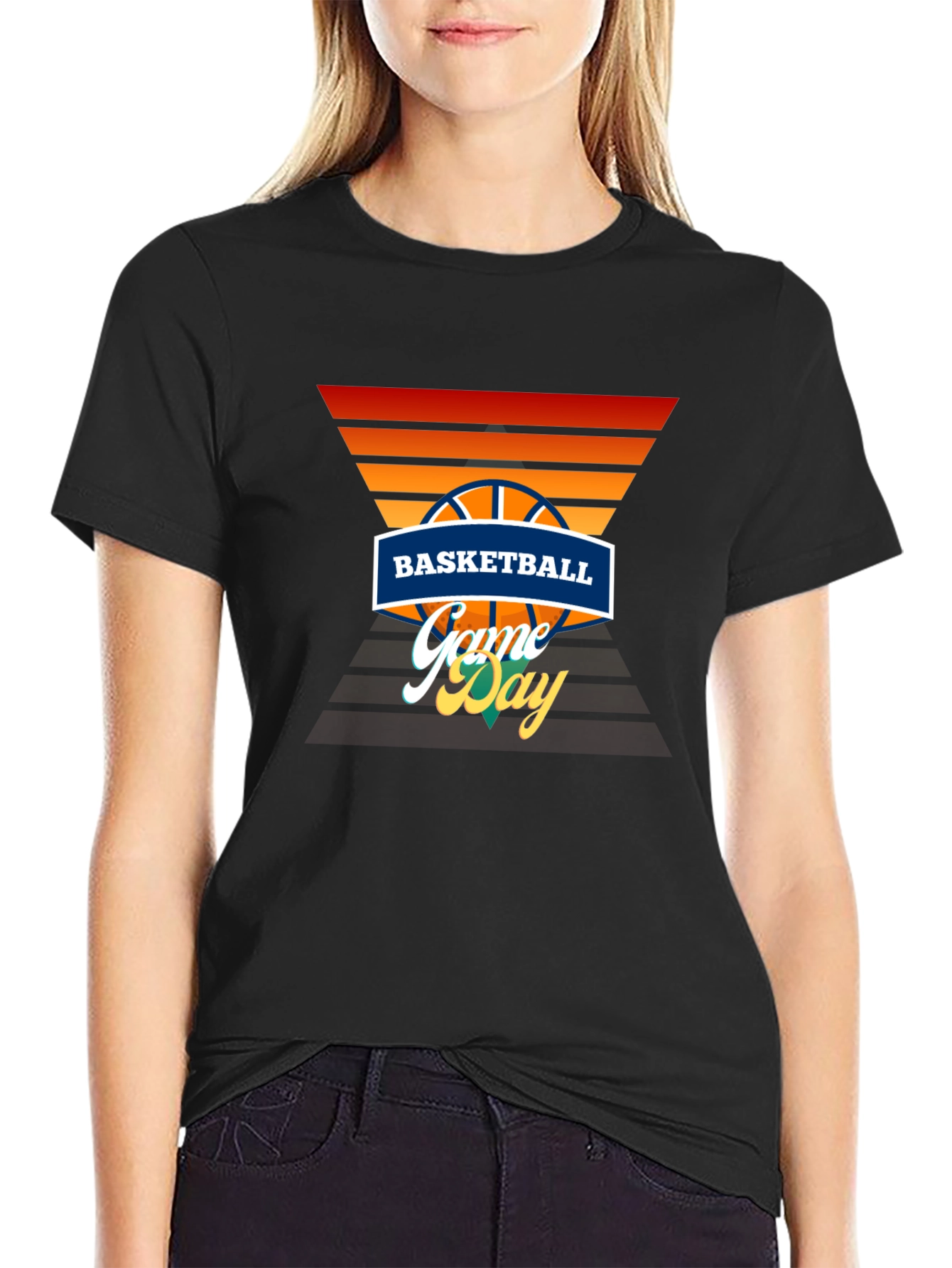 Basketball Game Day Graphic Tee - Black