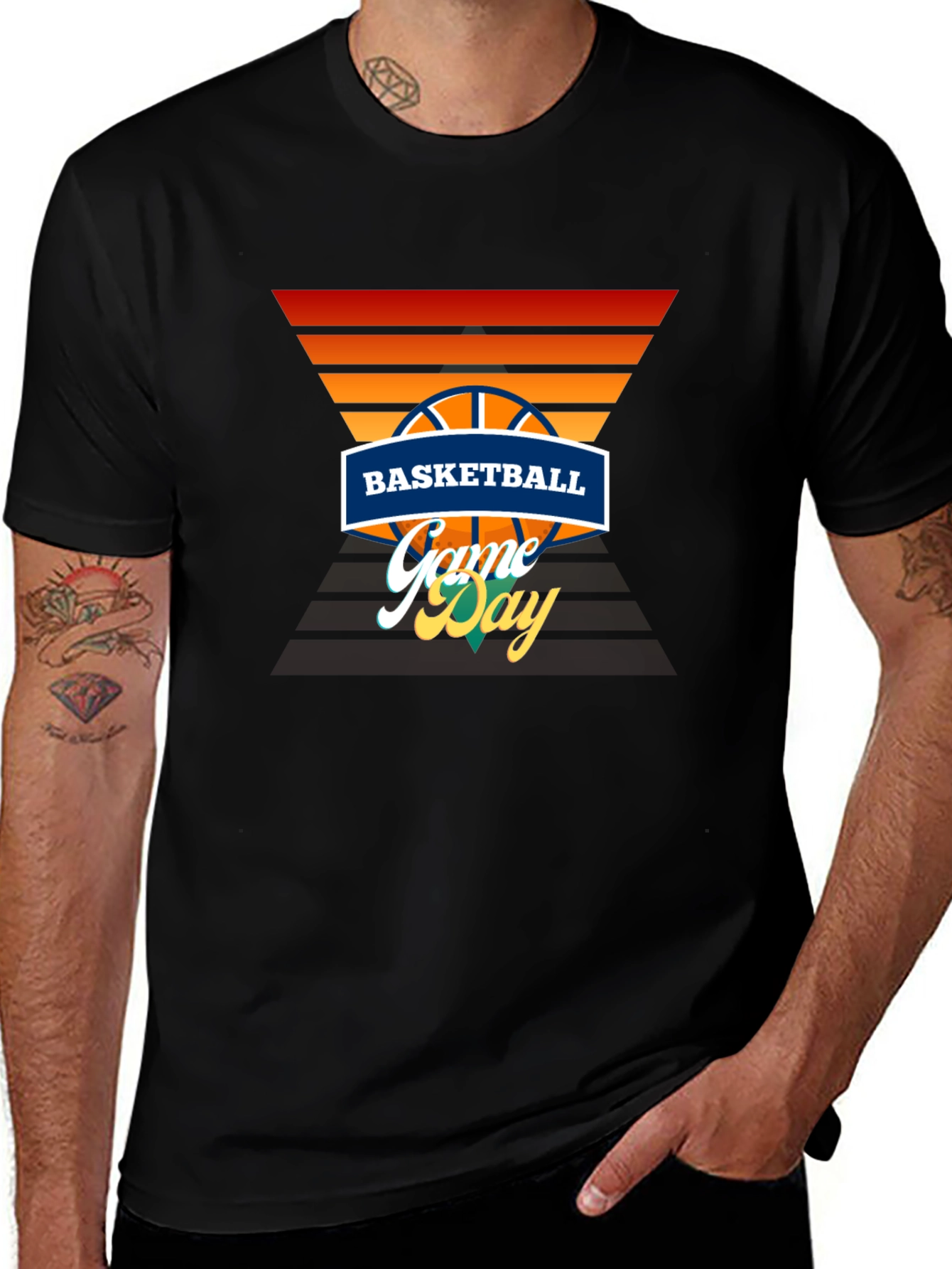 Basketball Game Day Graphic Tee - Black