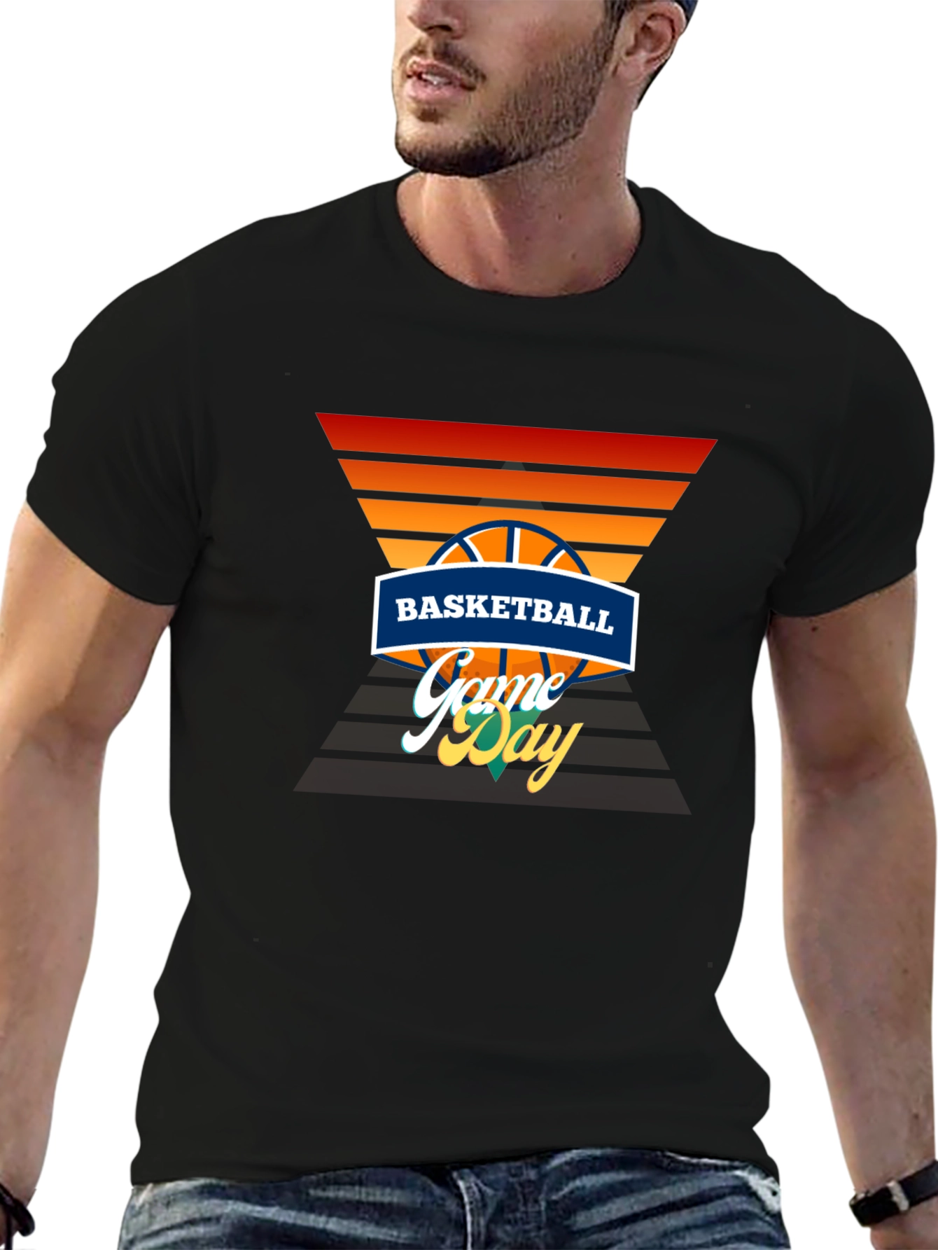 Basketball Game Day Graphic Tee - Black