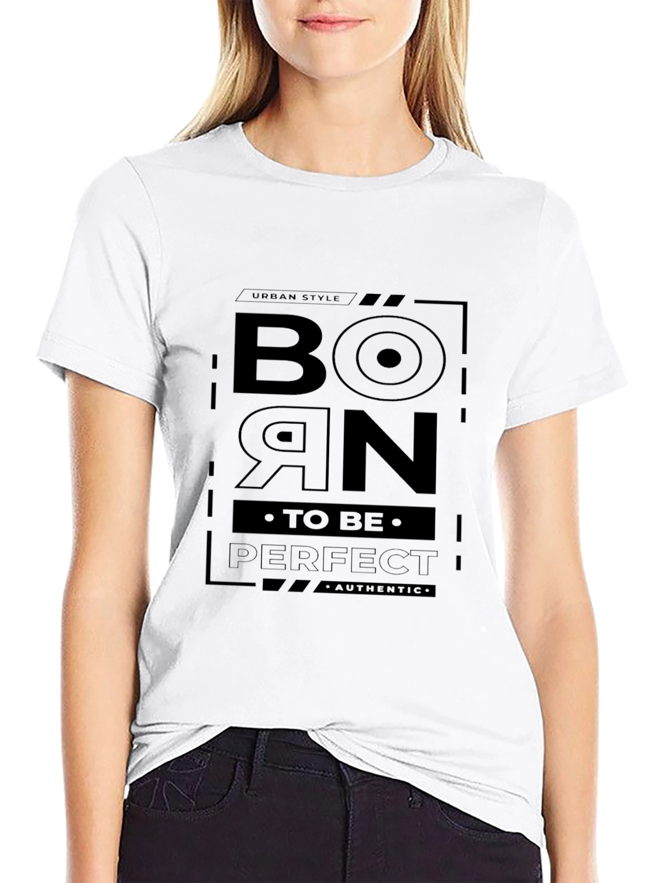 Born to be Perfect Black Graphic T-Shirt