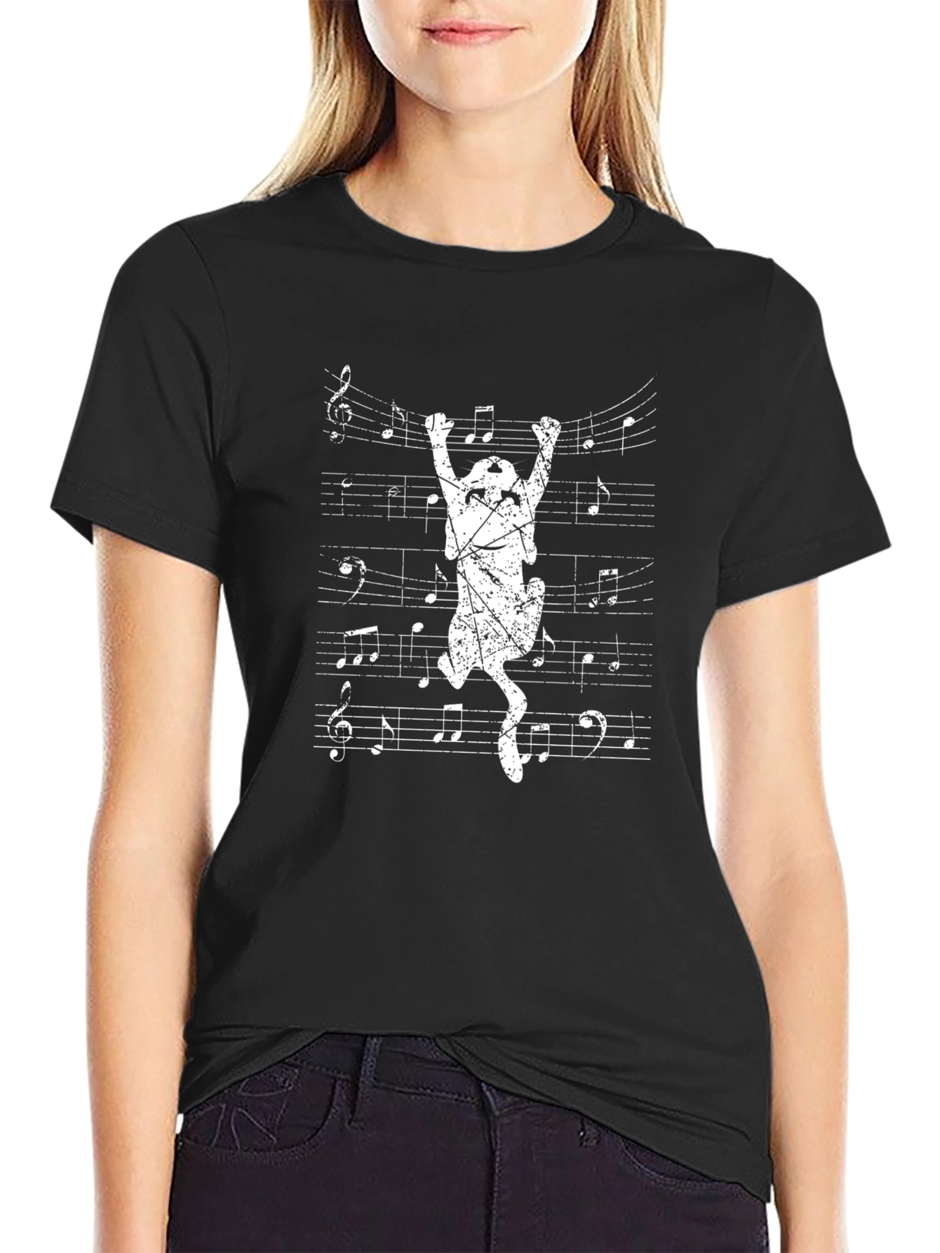 Musical Cat T-Shirt - Black