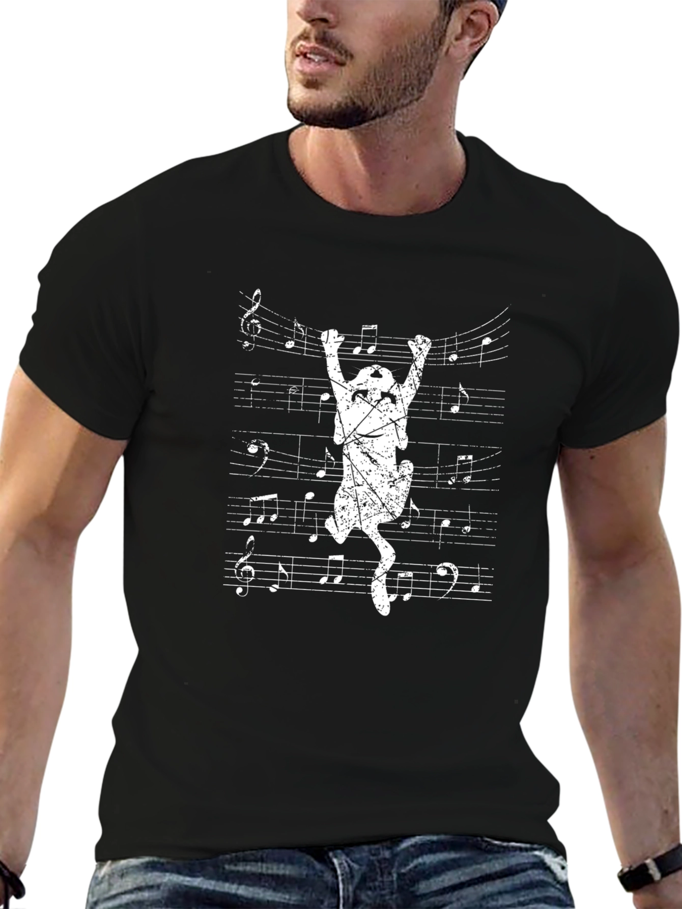 Musical Cat T-Shirt - Black