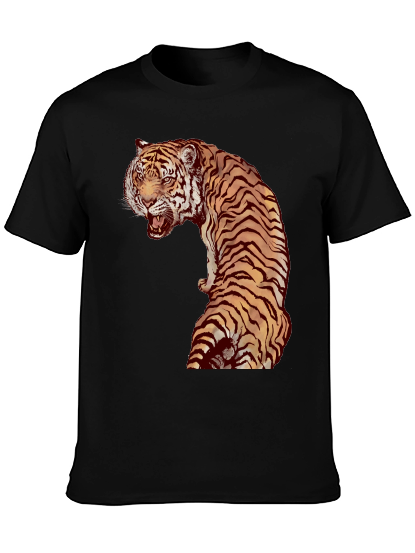 Tiger Graphic Print Black Tee
