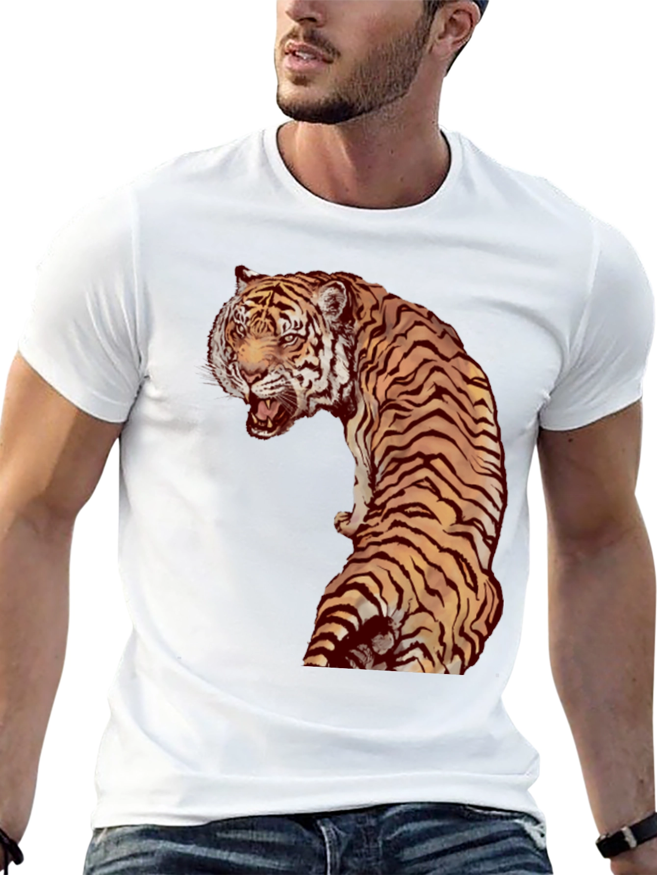 Tiger Graphic Print Black Tee