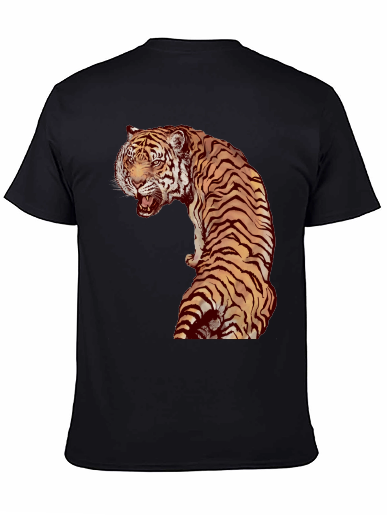 Tiger Graphic Print Black Tee