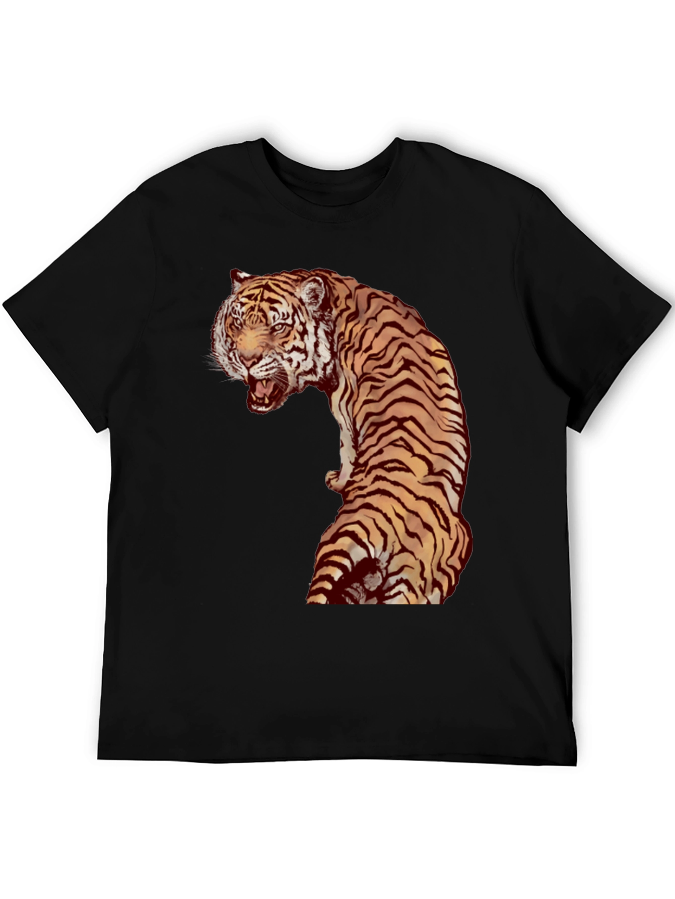 Tiger Graphic Print Black Tee