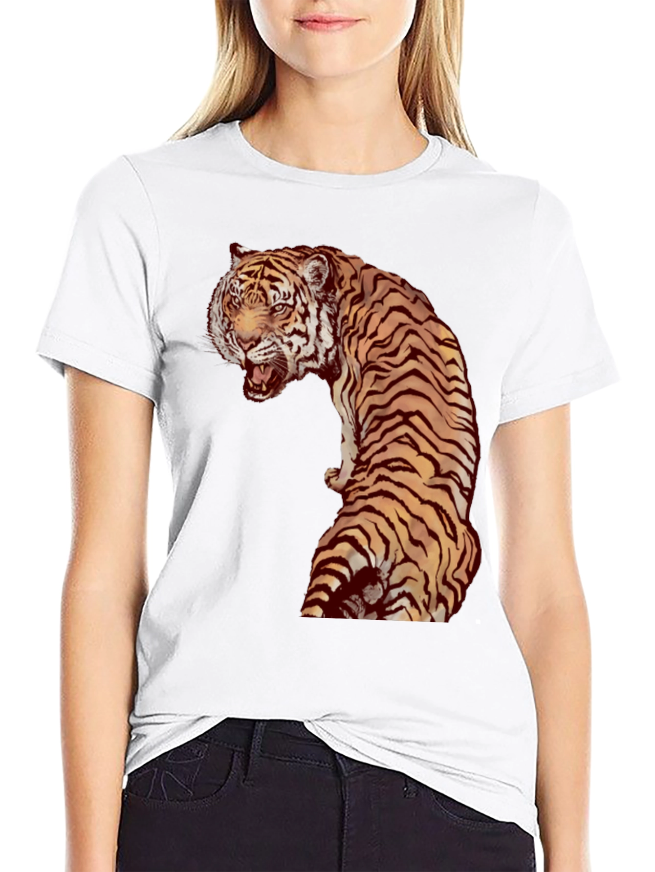 Tiger Graphic Print Black Tee