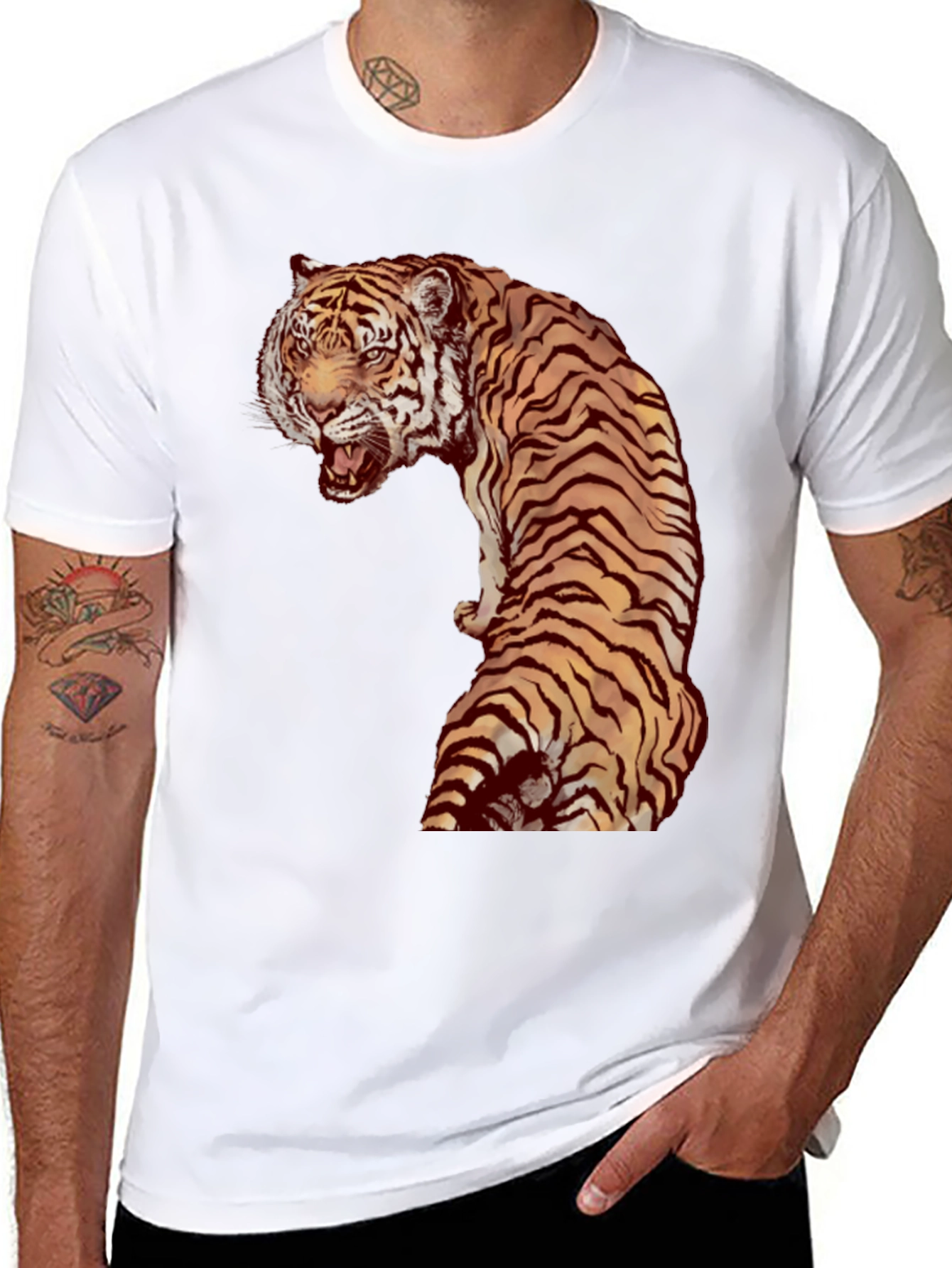 Tiger Graphic Print Black Tee
