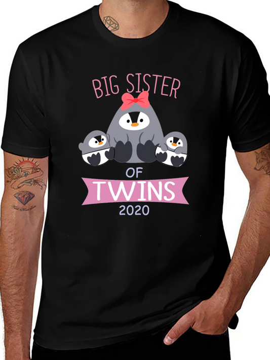 Big Sister of Twins 2020 Penguin Graphic T-Shirt