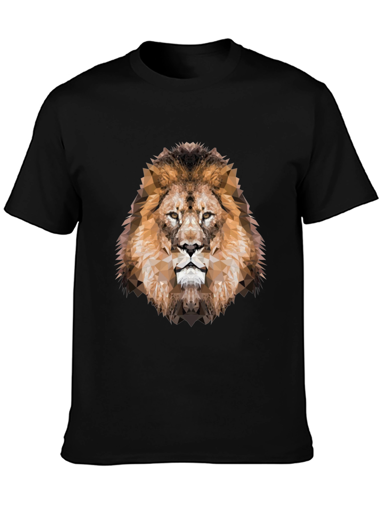 Geometric Lion Head Graphic Black T-Shirt