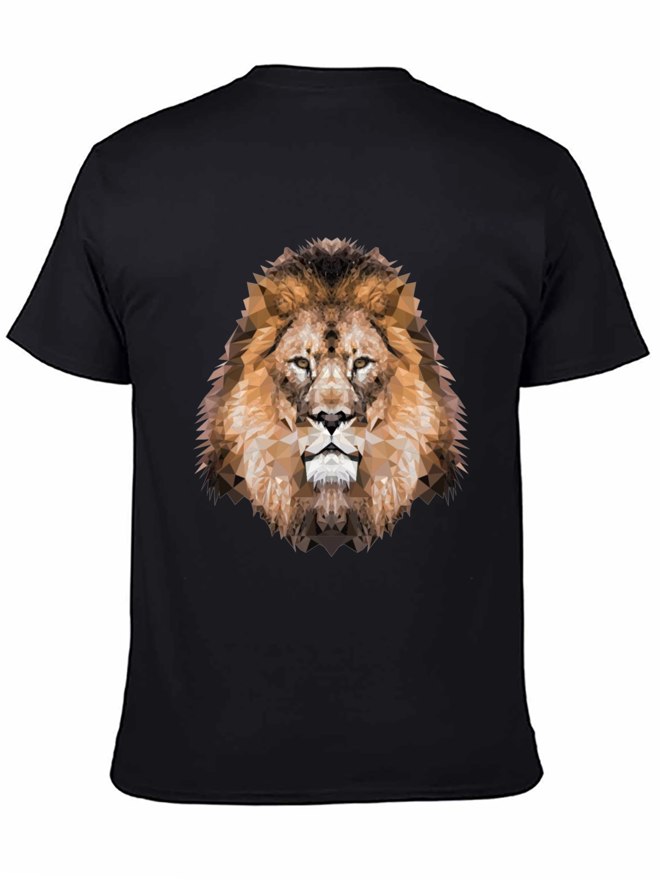 Geometric Lion Head Graphic Black T-Shirt