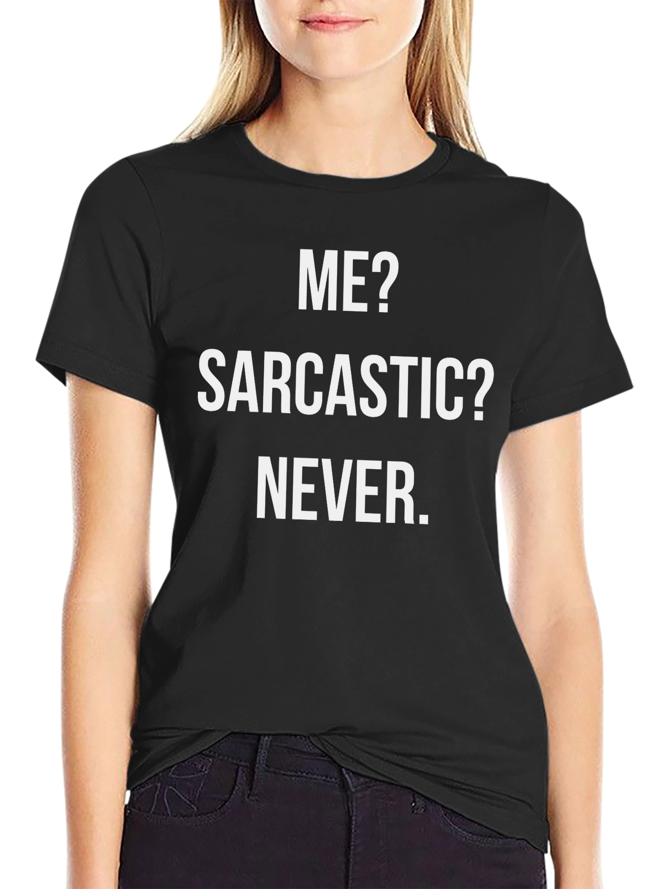 Sarcastic Never Mens Black T-Shirt