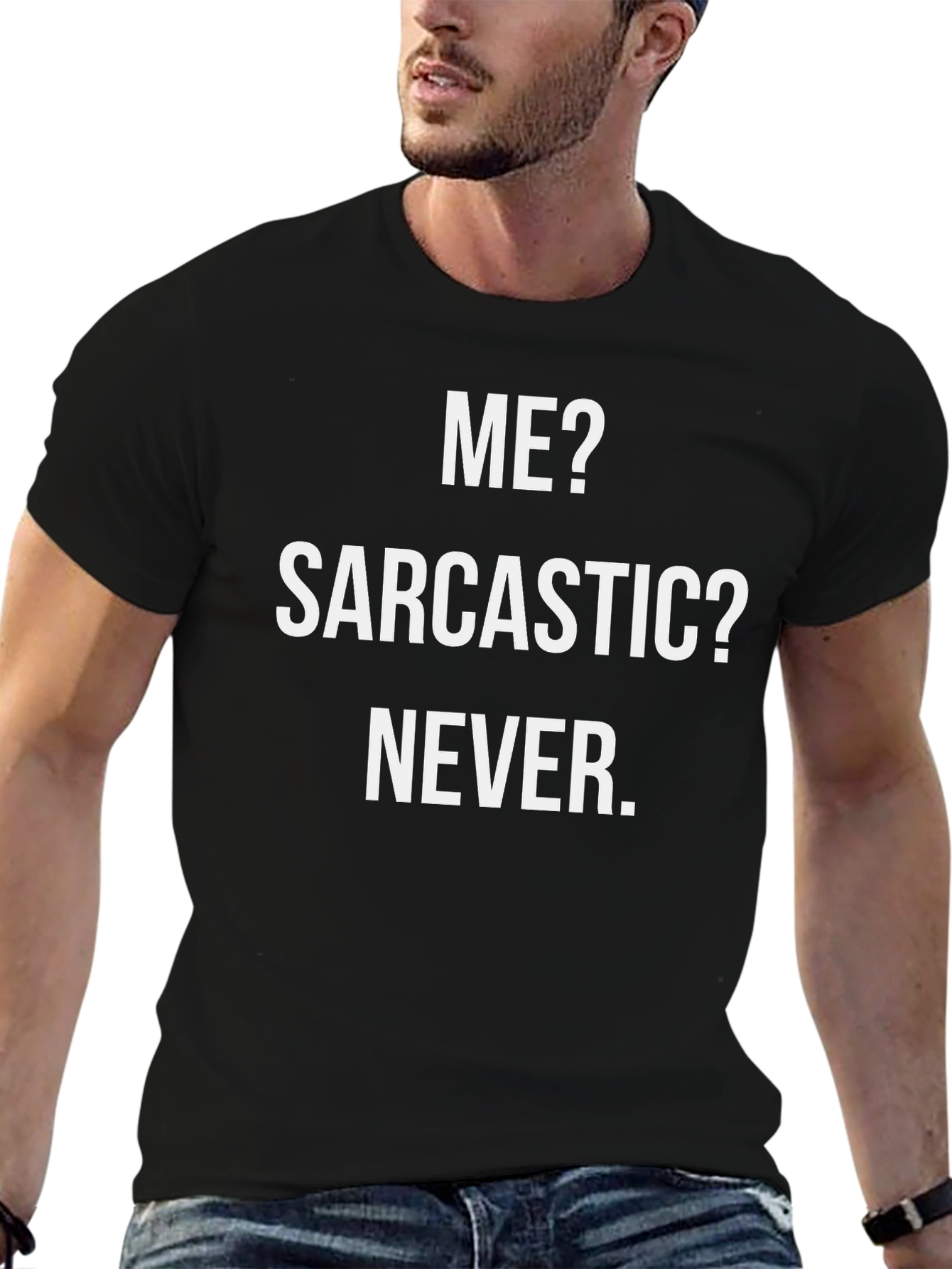Sarcastic Never Mens Black T-Shirt