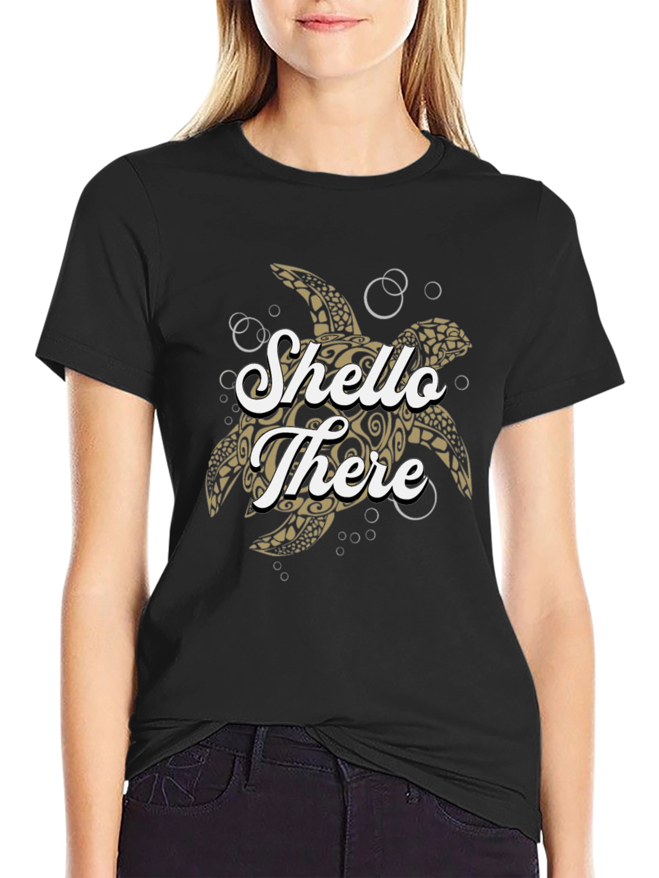 Shello There Turtle Graphic T-Shirt