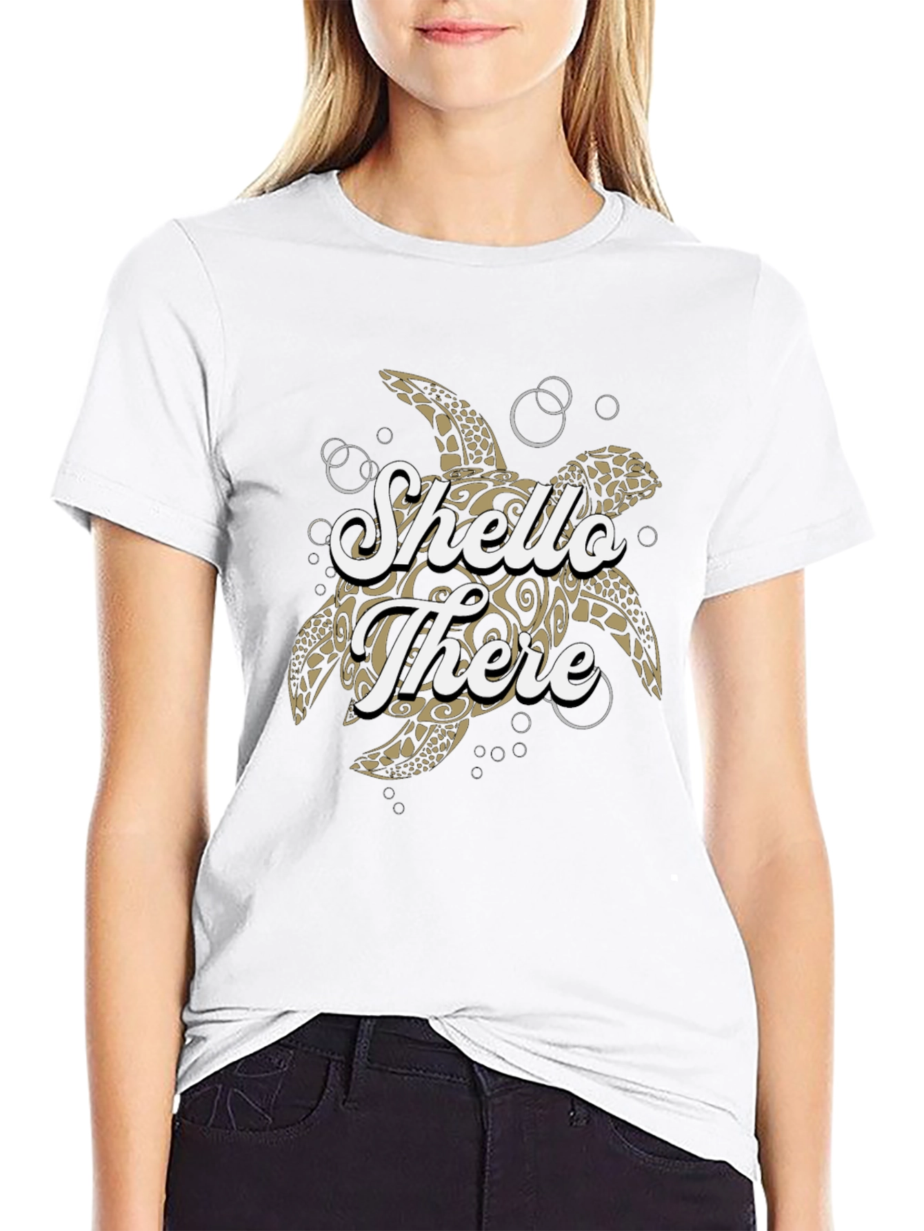 Shello There Turtle Graphic T-Shirt