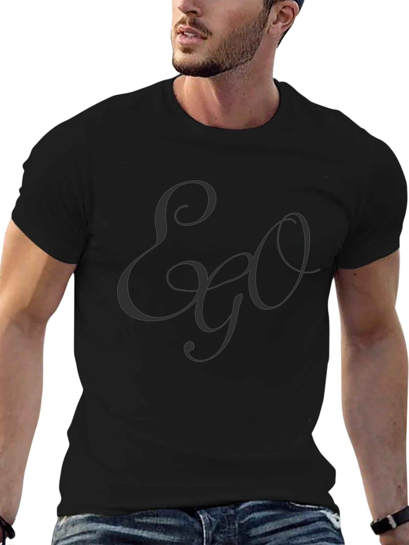 Ego Graphic Print Black Casual Tee