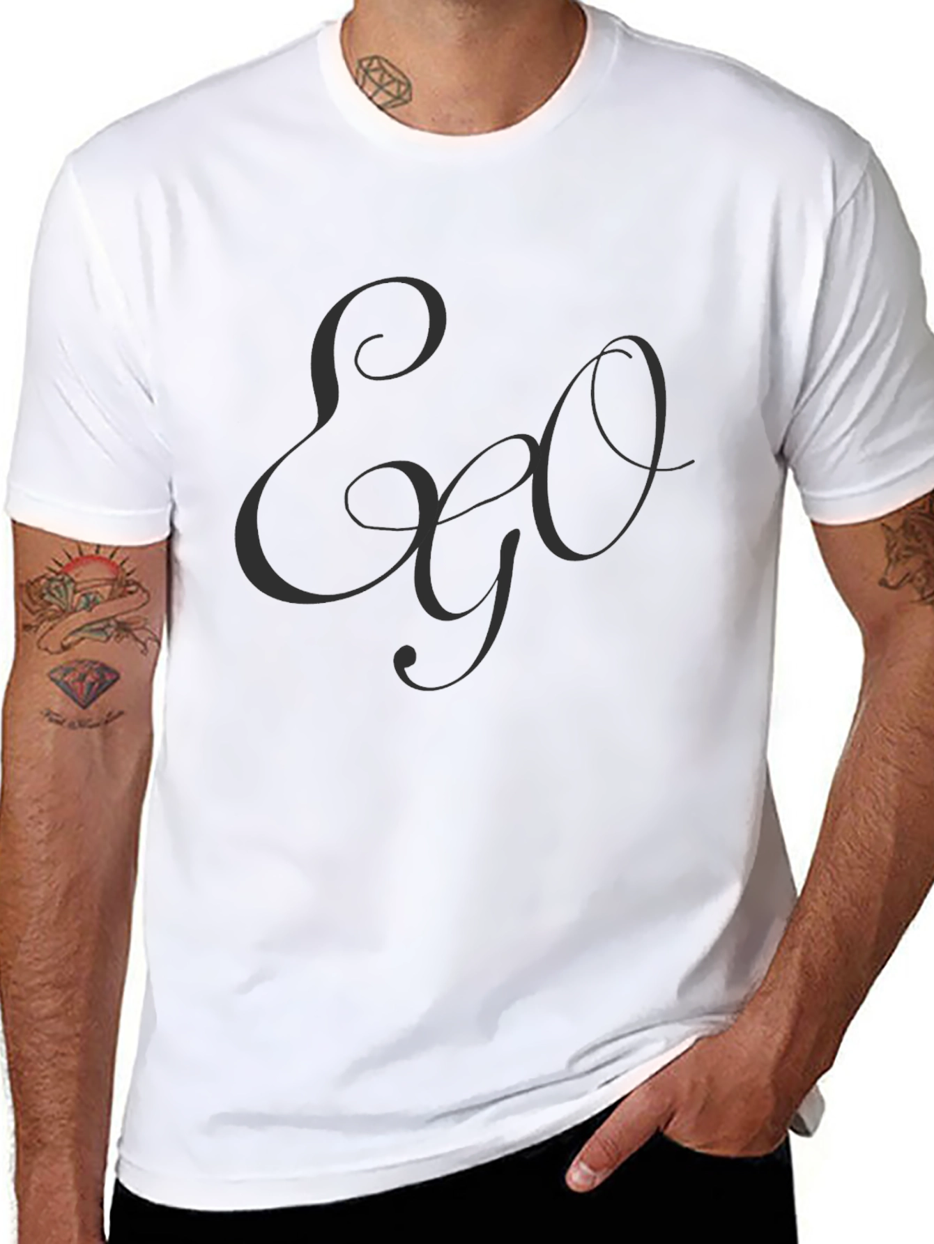 Ego Graphic Print Black Casual Tee