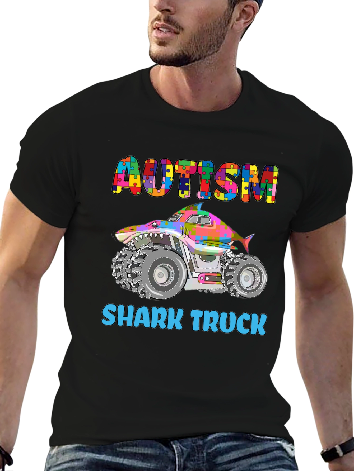 Autism Shark Truck Graphic Tee